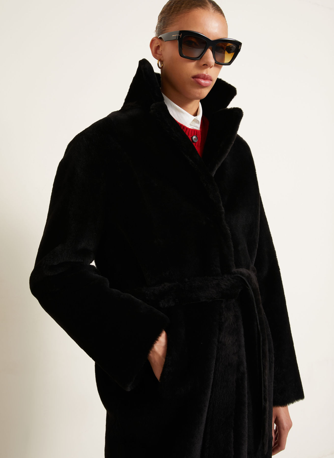 manzoni 24 Reversible leather coat: BLACK