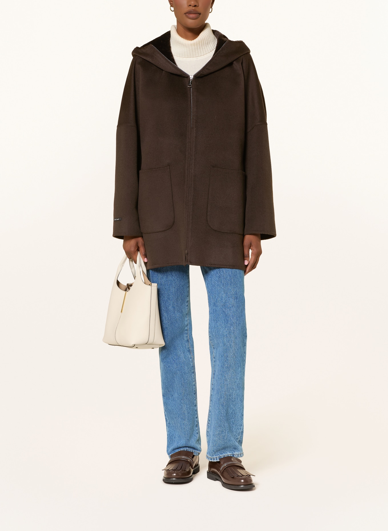 manzoni 24 Wool coat with cashmere: DARK BROWN