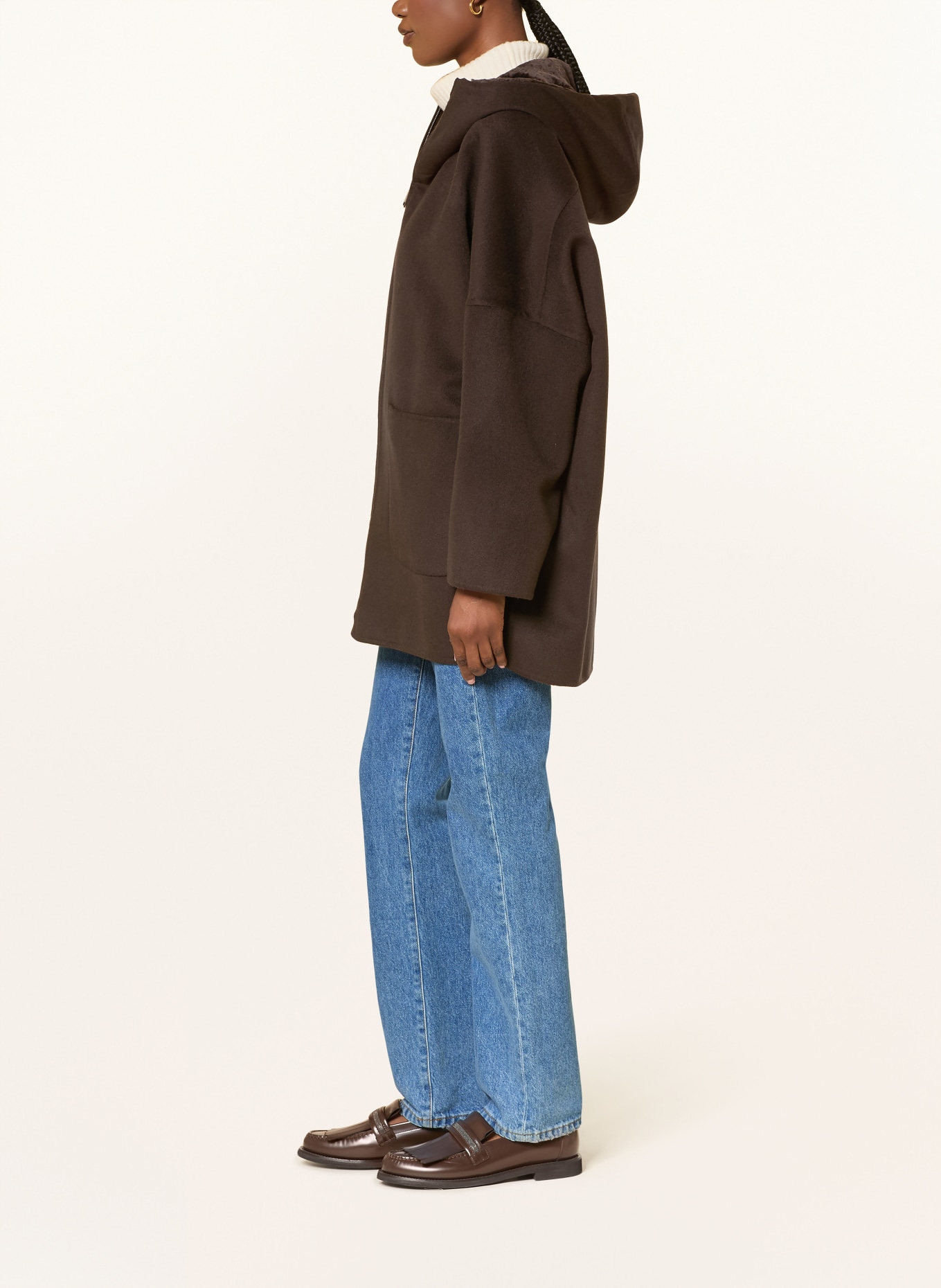 manzoni 24 Wool coat with cashmere: DARK BROWN