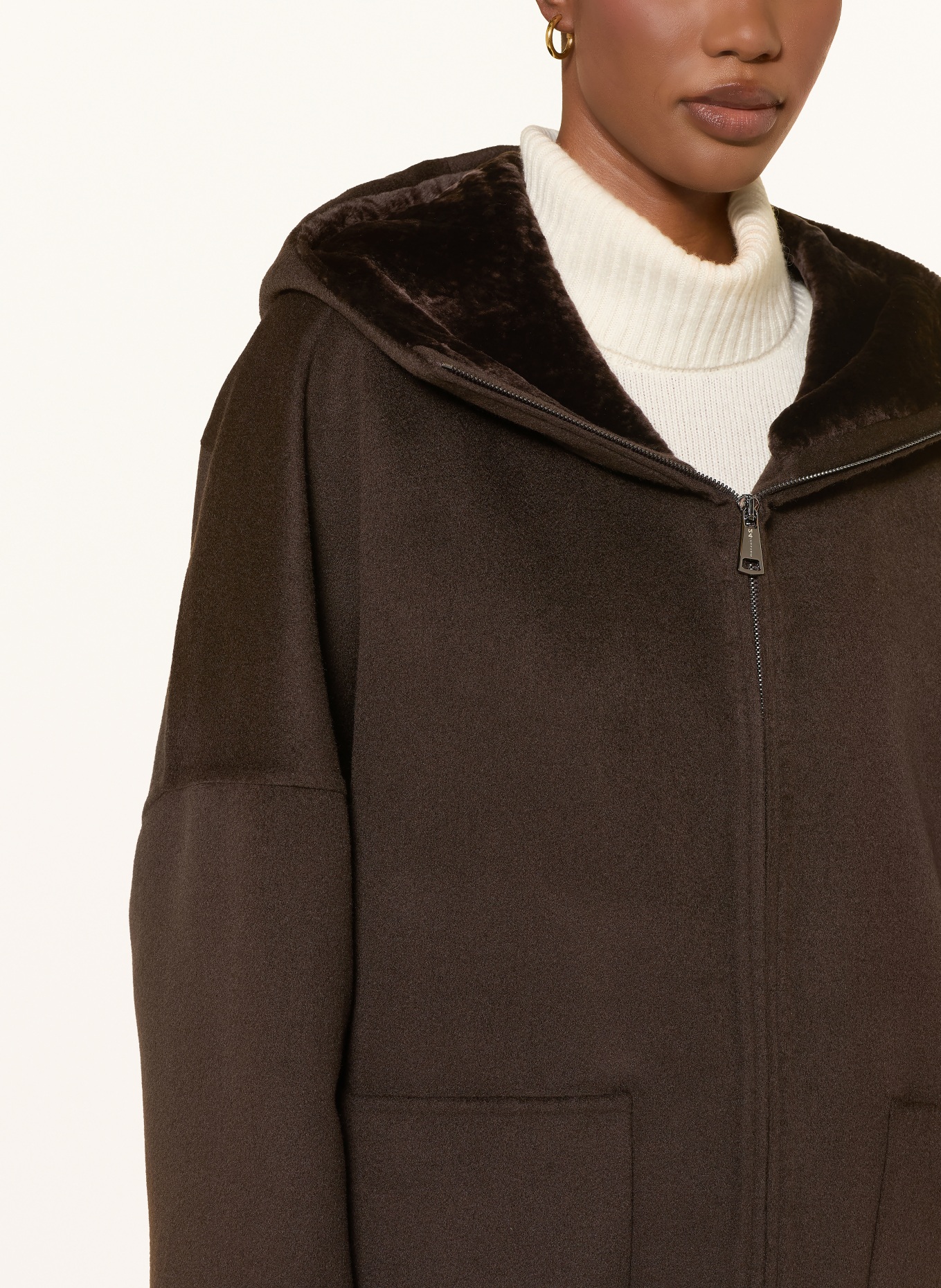 manzoni 24 Wool coat with cashmere: DARK BROWN