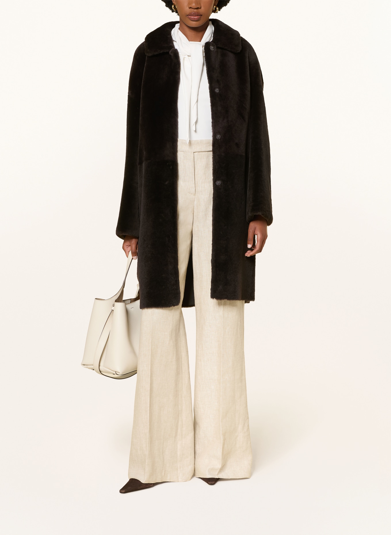 manzoni 24 Reversible leather coat: DARK BROWN