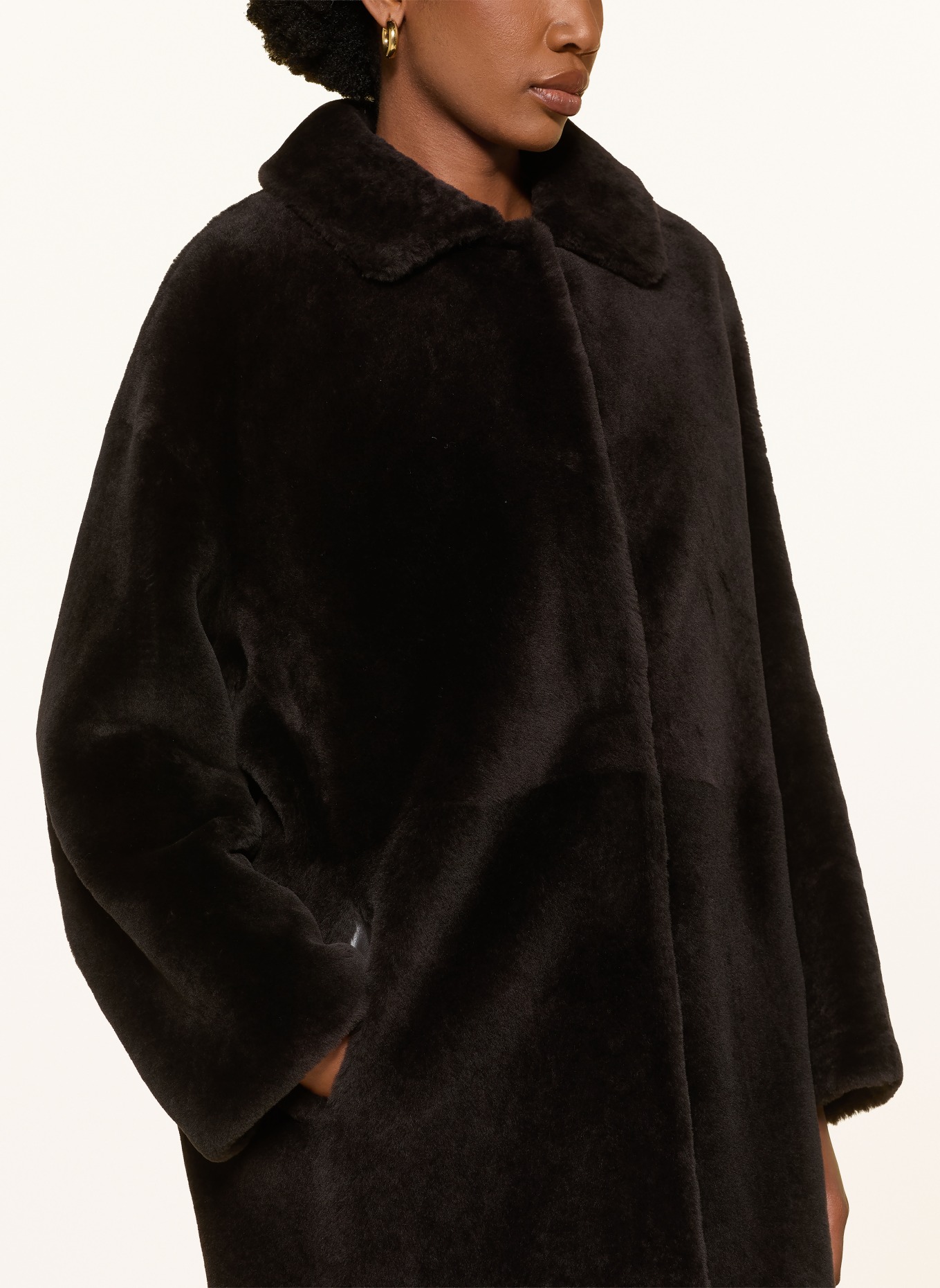 manzoni 24 Reversible leather coat: DARK BROWN