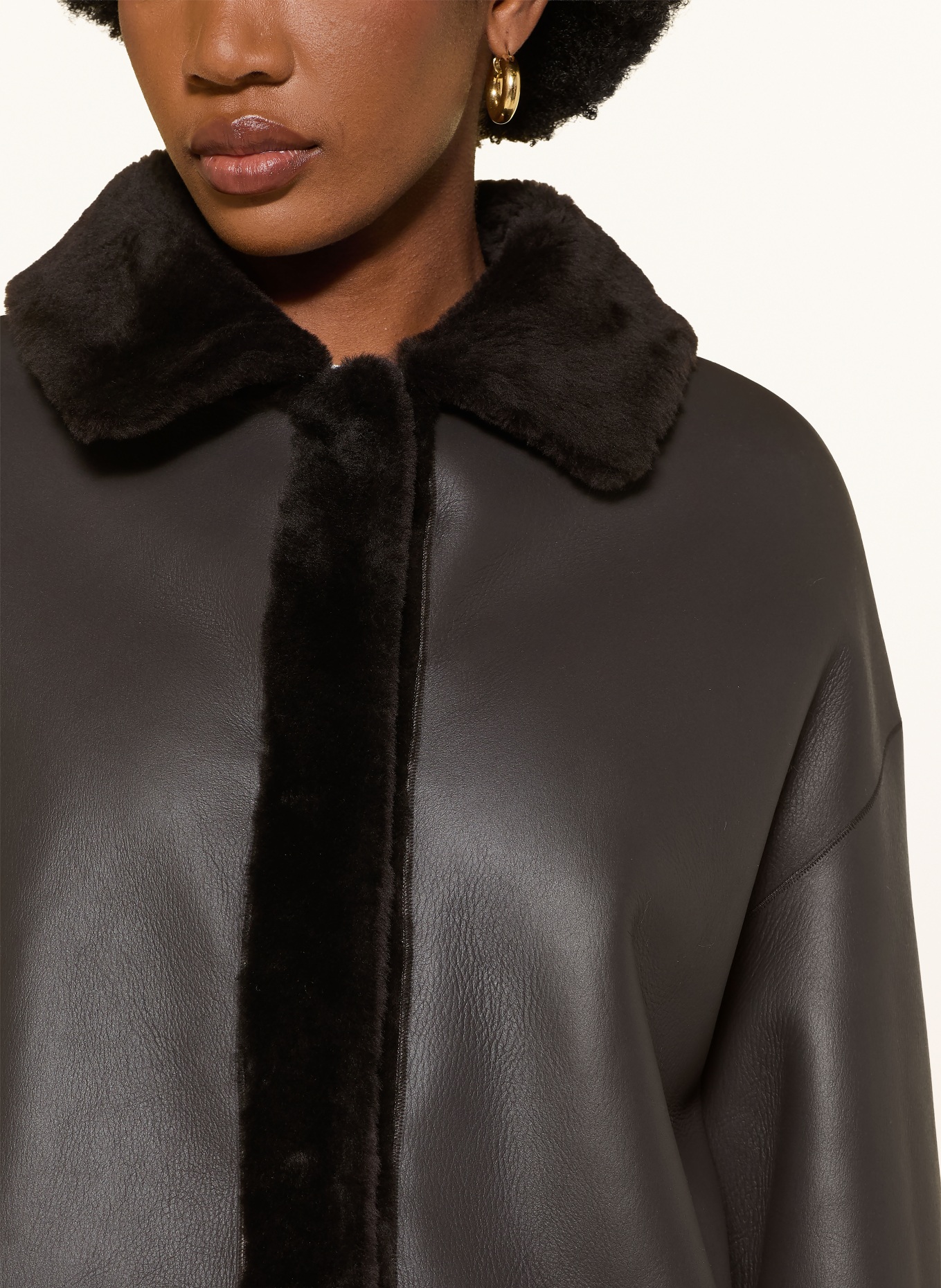 manzoni 24 Reversible leather coat: DARK BROWN