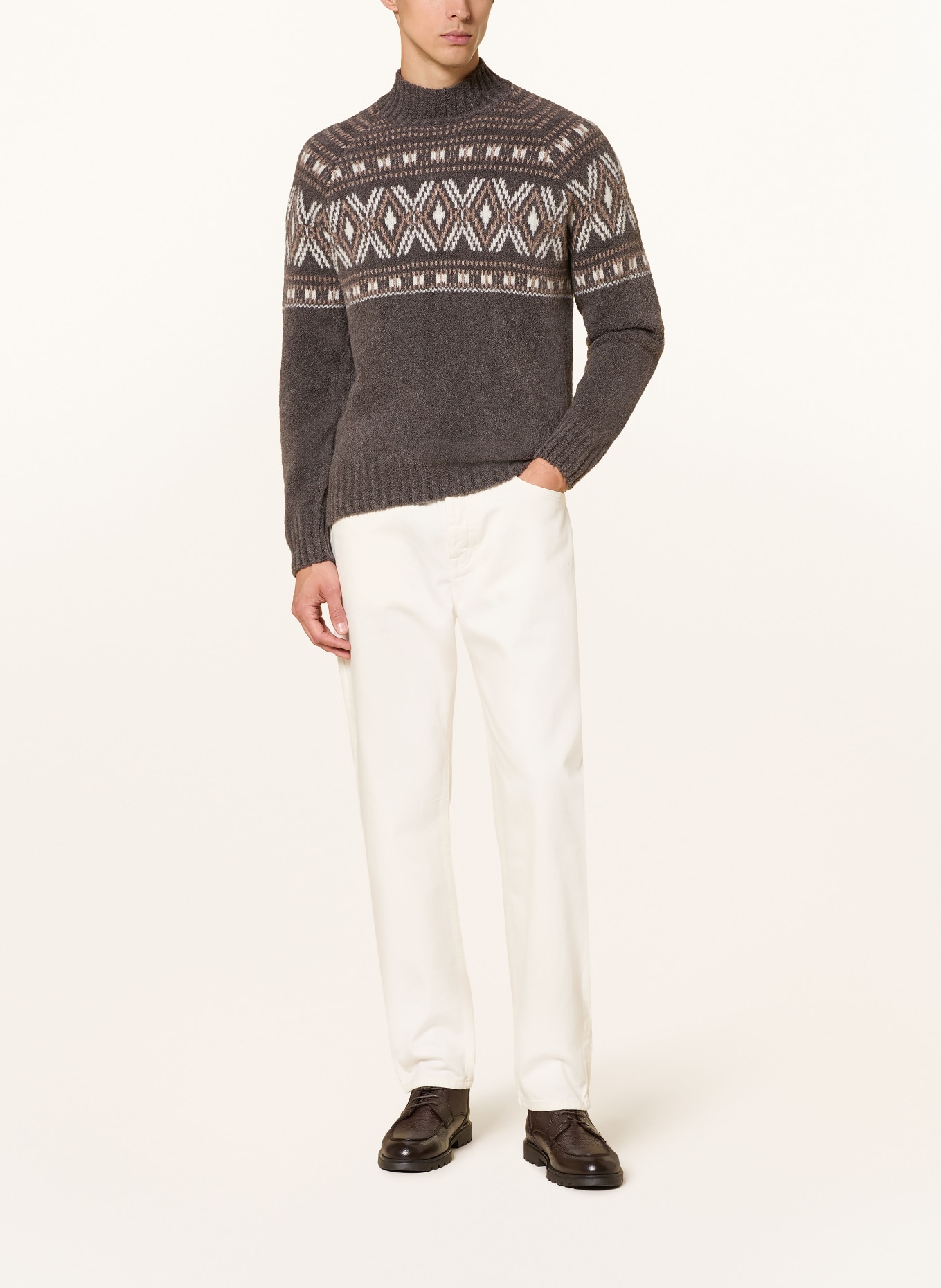 GRAN SASSO Sweater: TAUPE / BROWN / ECRU