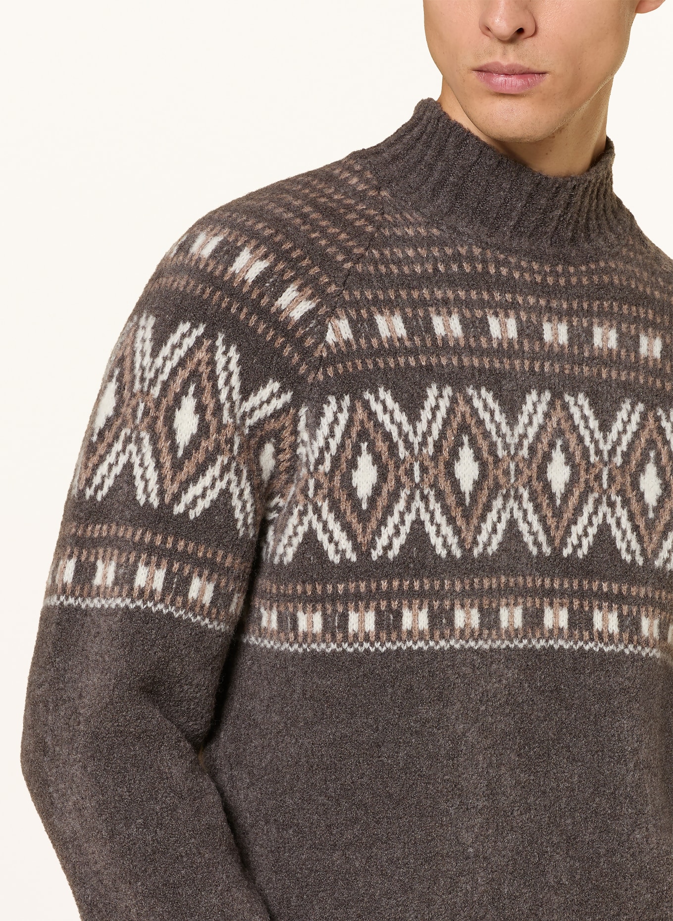 GRAN SASSO Sweater: TAUPE / BROWN / ECRU