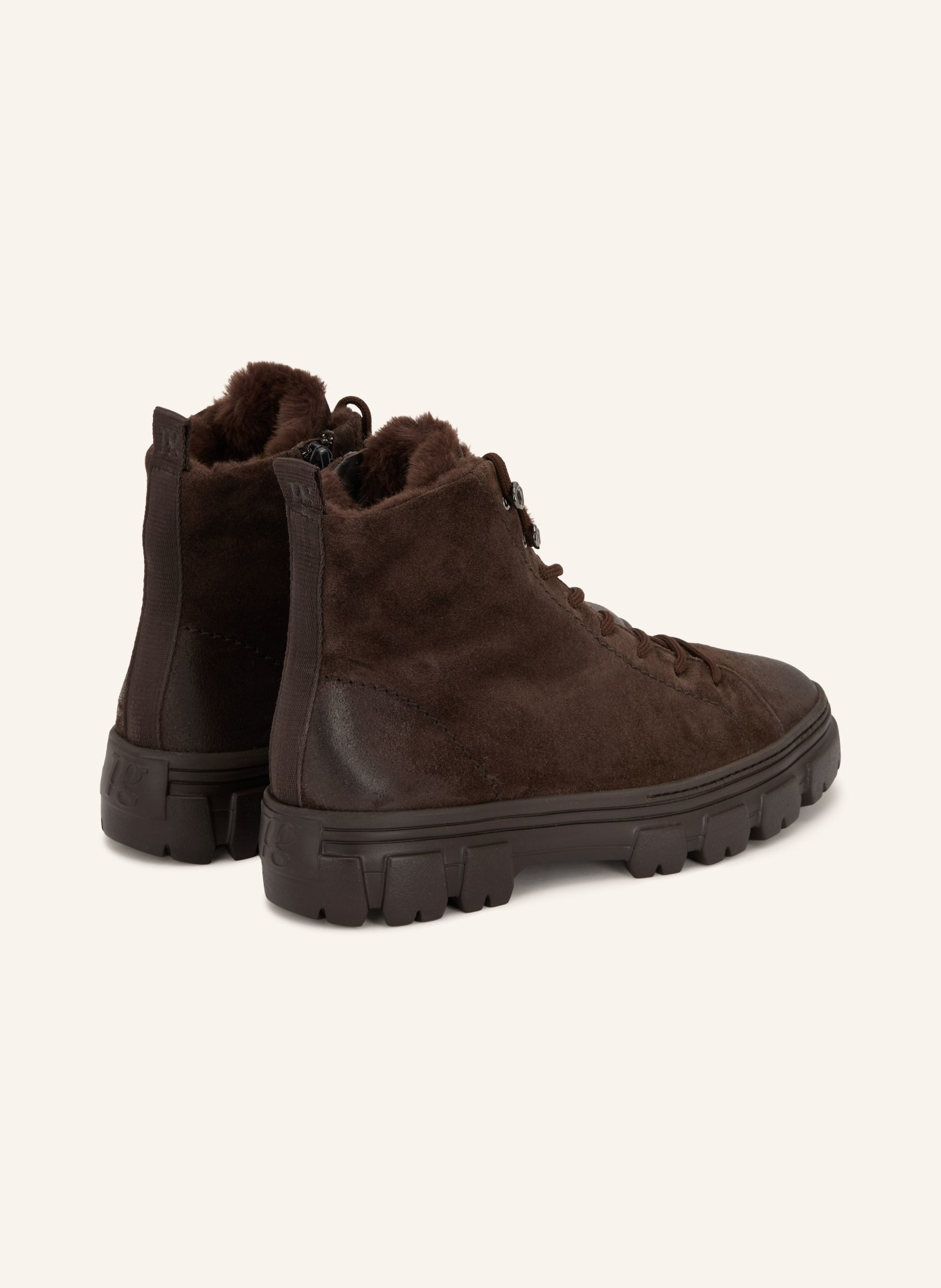 paul green Lace-up boots: DARK BROWN / PLATINUM