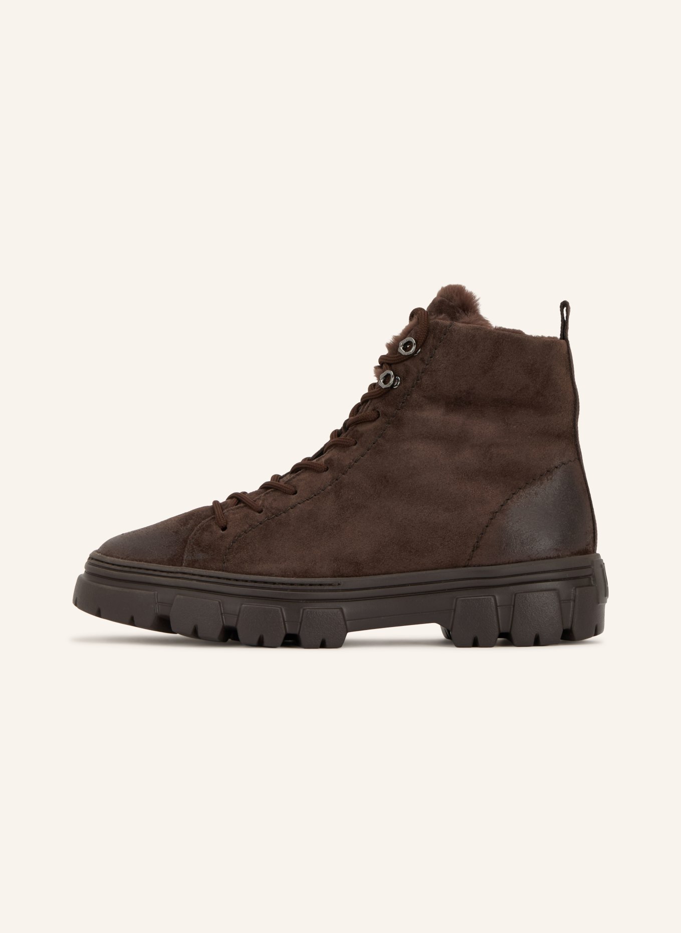 paul green Lace-up boots: DARK BROWN / PLATINUM