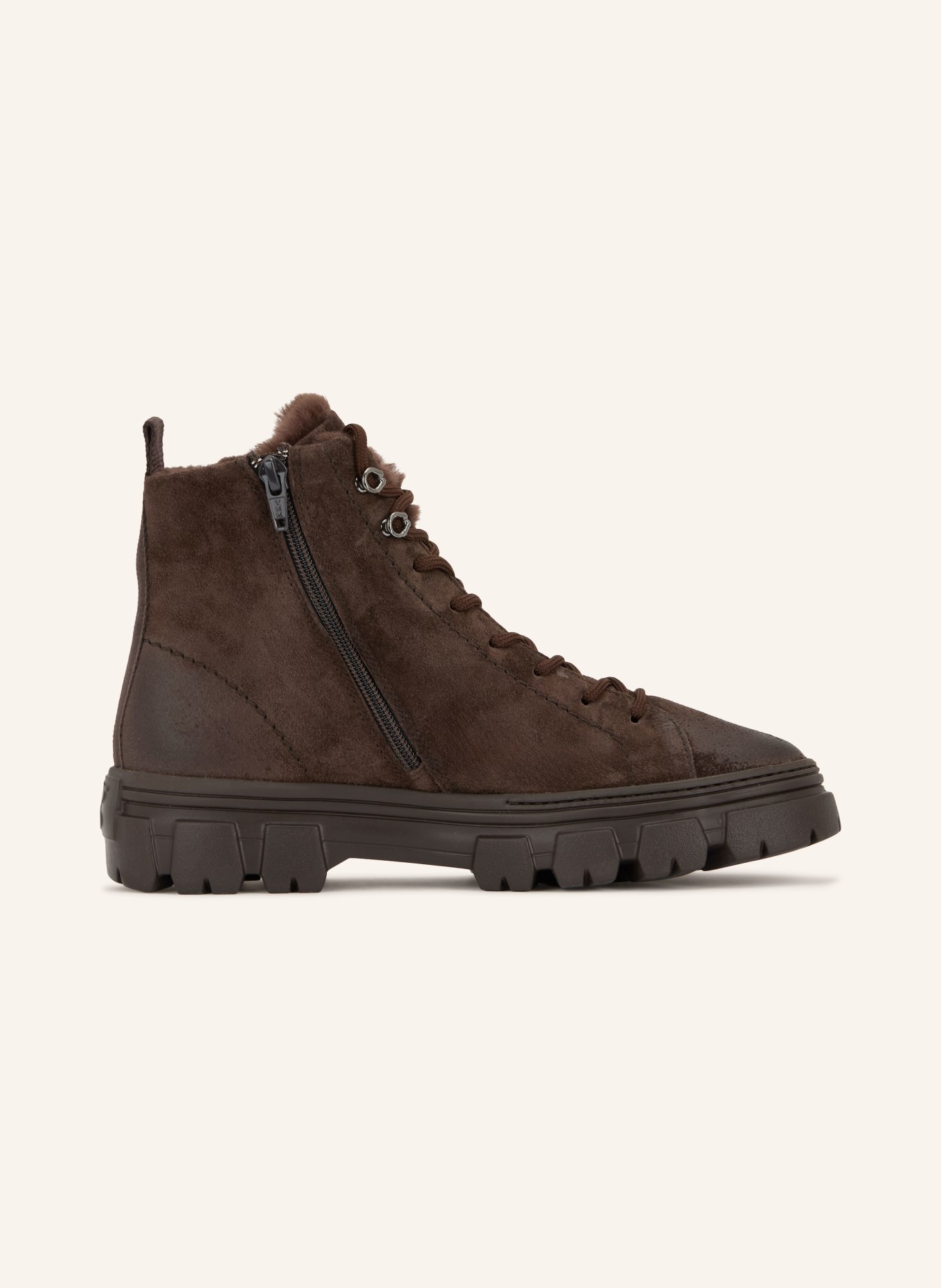 paul green Lace-up boots: DARK BROWN / PLATINUM