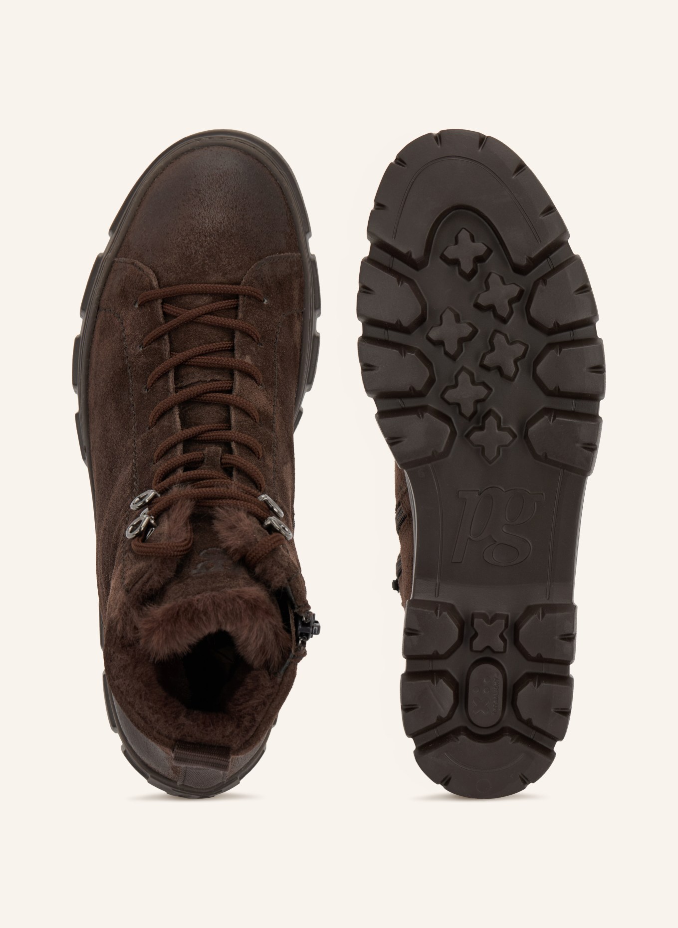 paul green Lace-up boots: DARK BROWN / PLATINUM