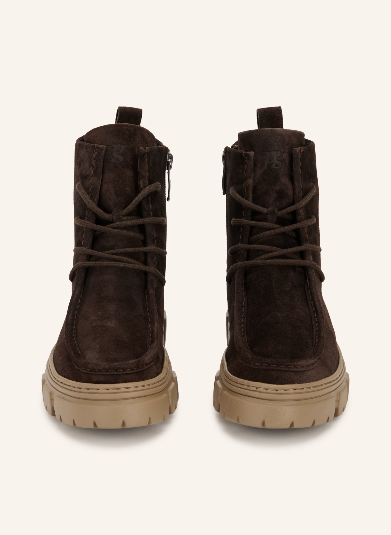 paul green Lace-up boots: DARK BROWN / TAUPE
