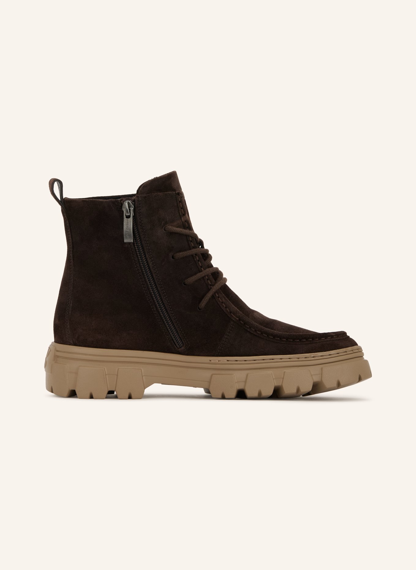 paul green Lace-up boots: DARK BROWN / TAUPE