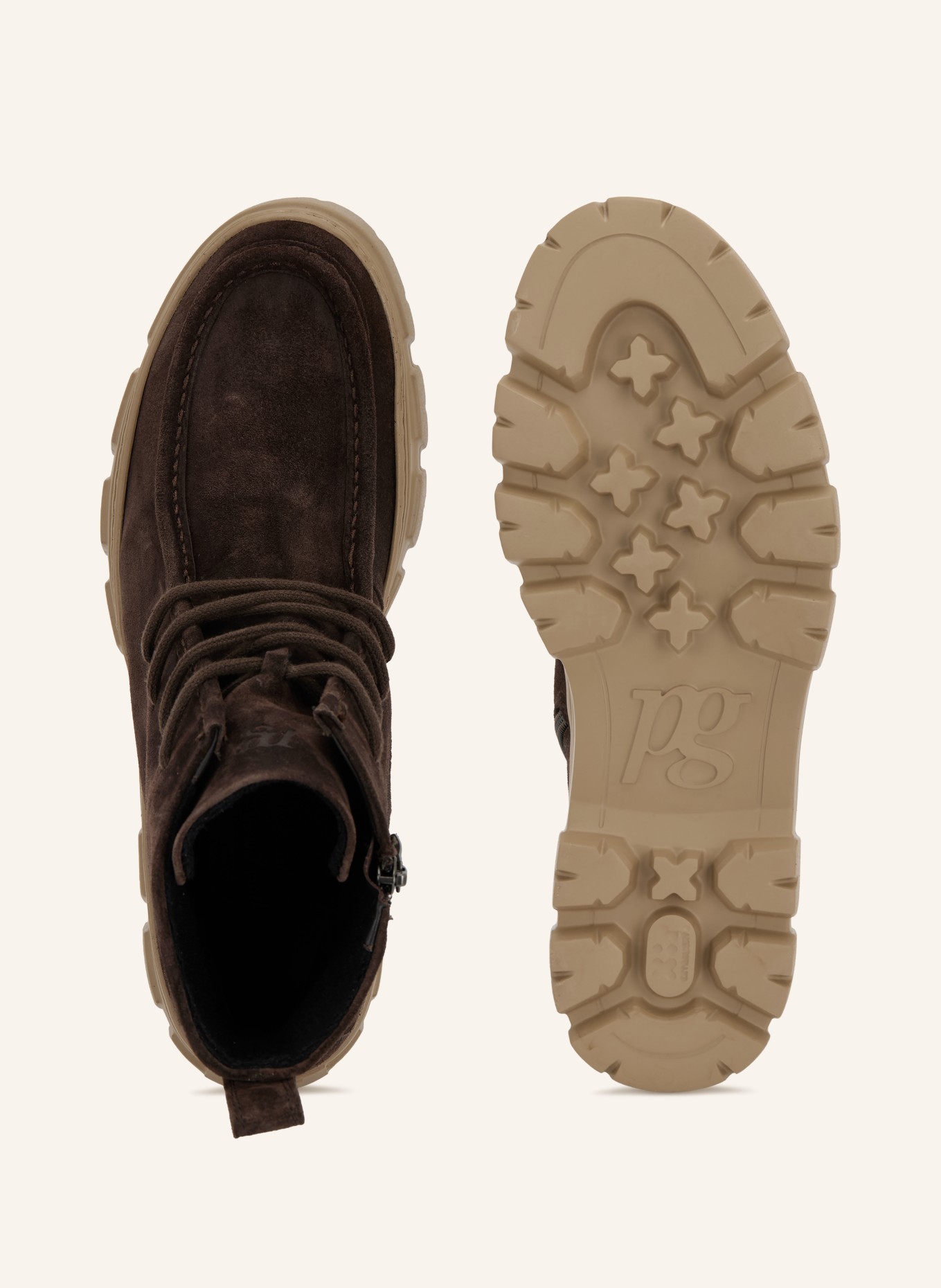 paul green Lace-up boots: DARK BROWN / TAUPE