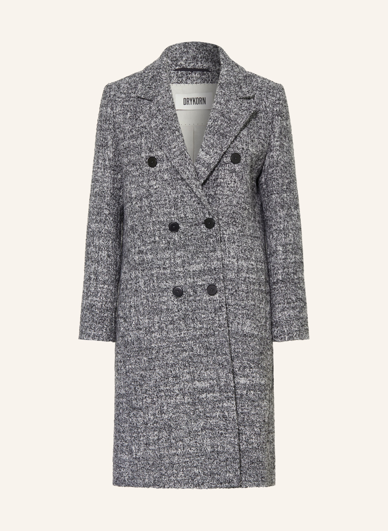 DRYKORN WALCOT Bouclé Coat: DARK GRAY / WHITE