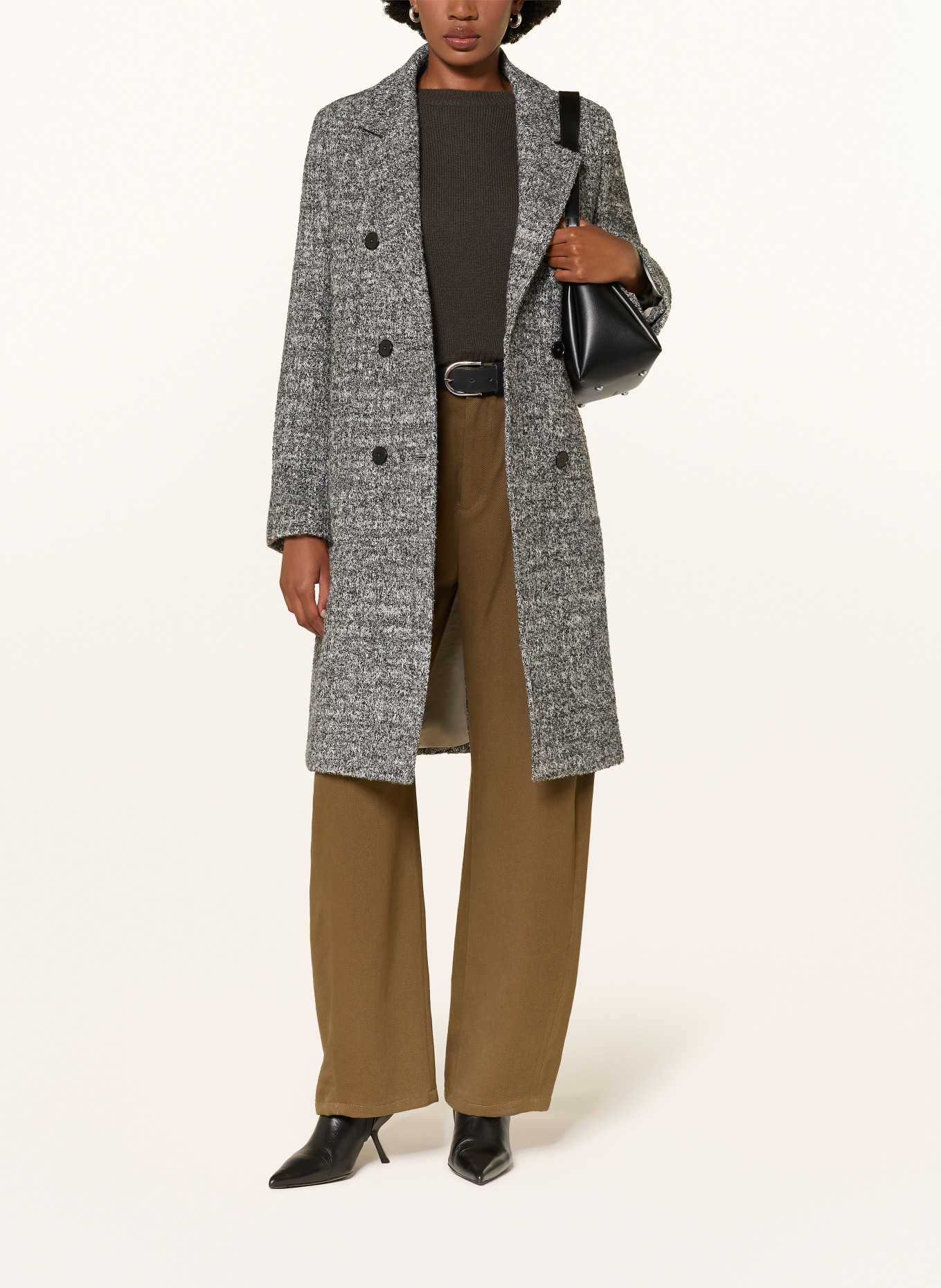 DRYKORN WALCOT Bouclé Coat: DARK GRAY / WHITE