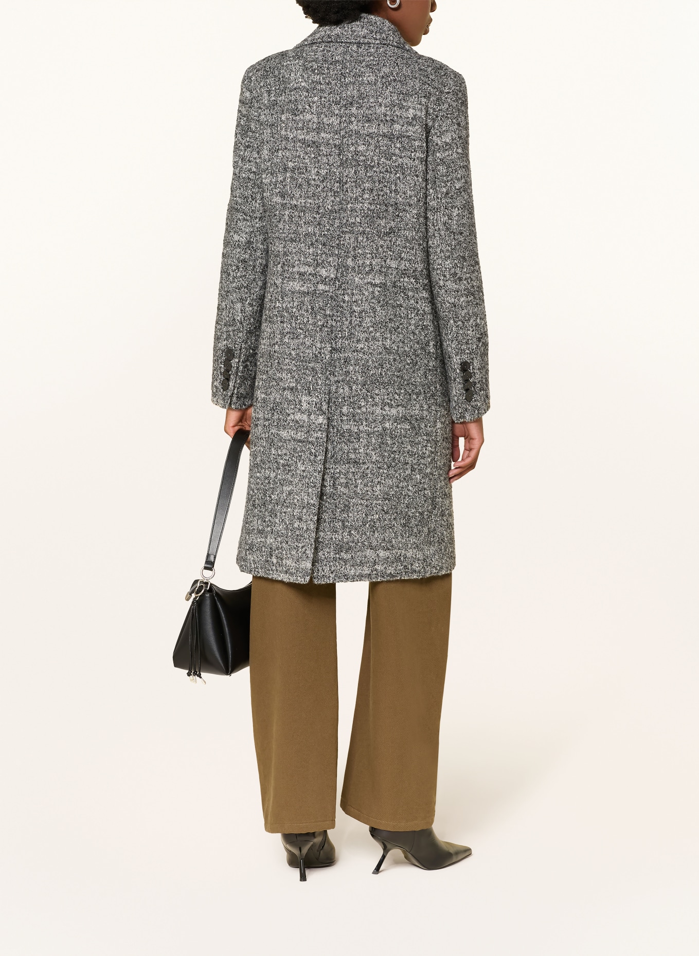 DRYKORN WALCOT Bouclé Coat: DARK GRAY / WHITE