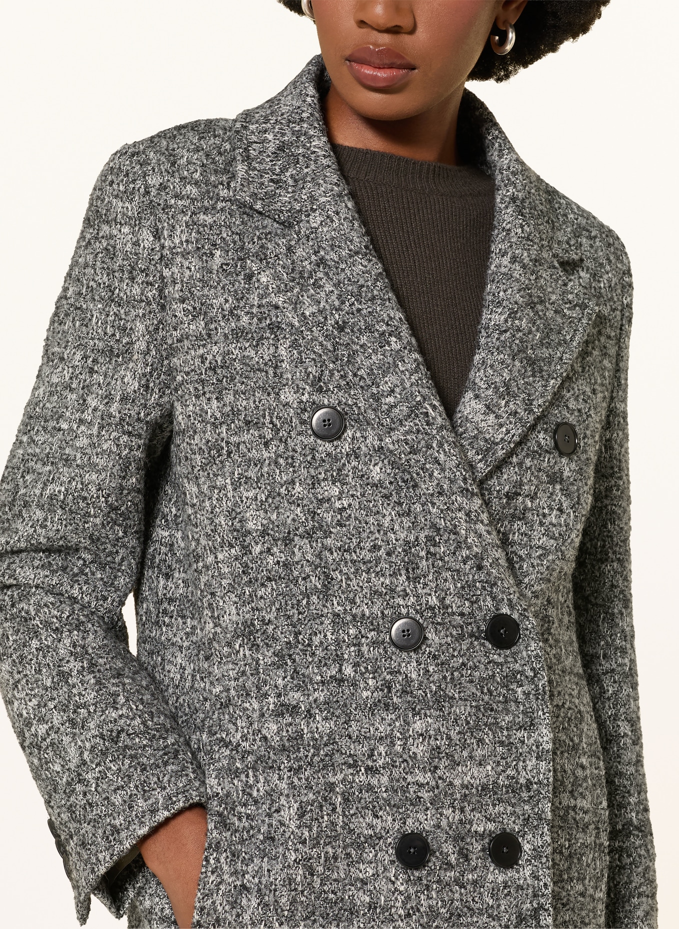 DRYKORN WALCOT Bouclé Coat: DARK GRAY / WHITE