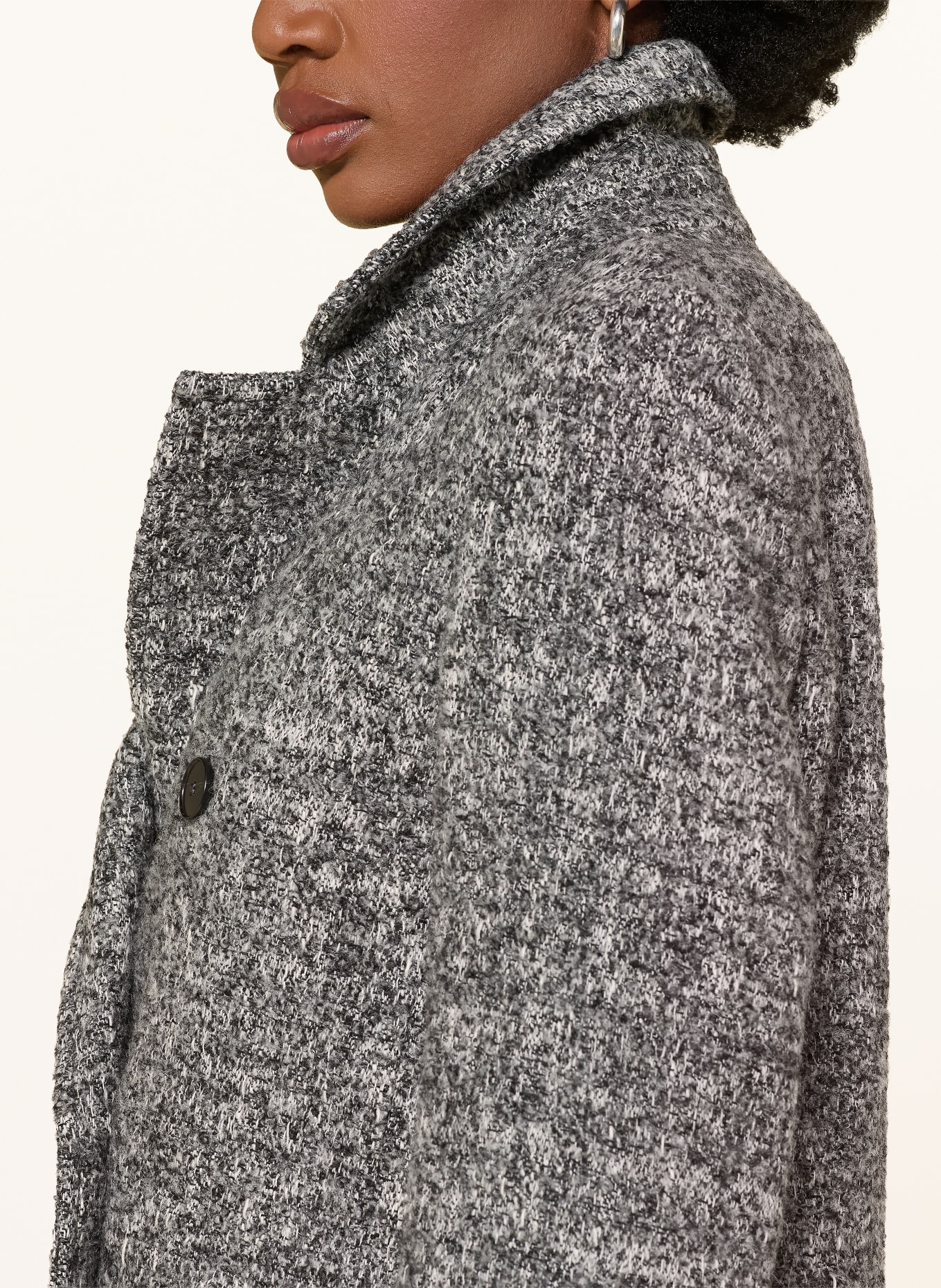 DRYKORN WALCOT Bouclé Coat: DARK GRAY / WHITE