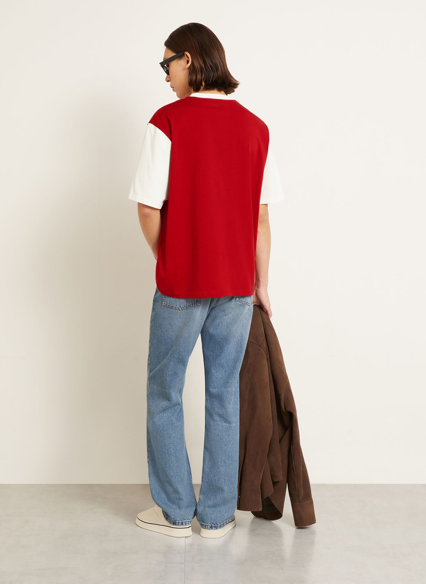 AMI PARIS T-Shirt: ROT / ECRU