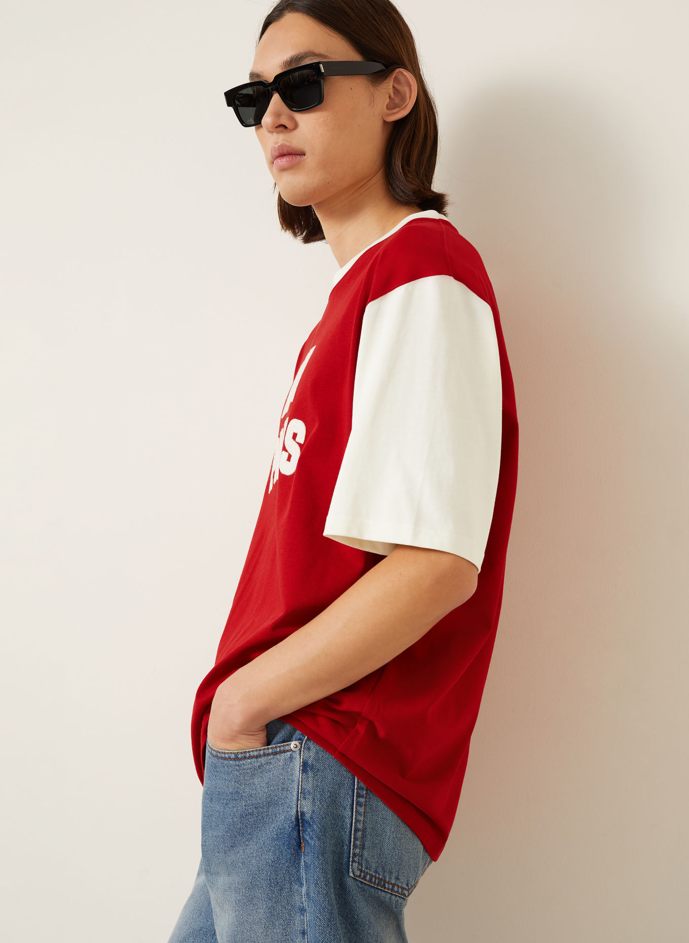 AMI PARIS T-Shirt: ROT / ECRU