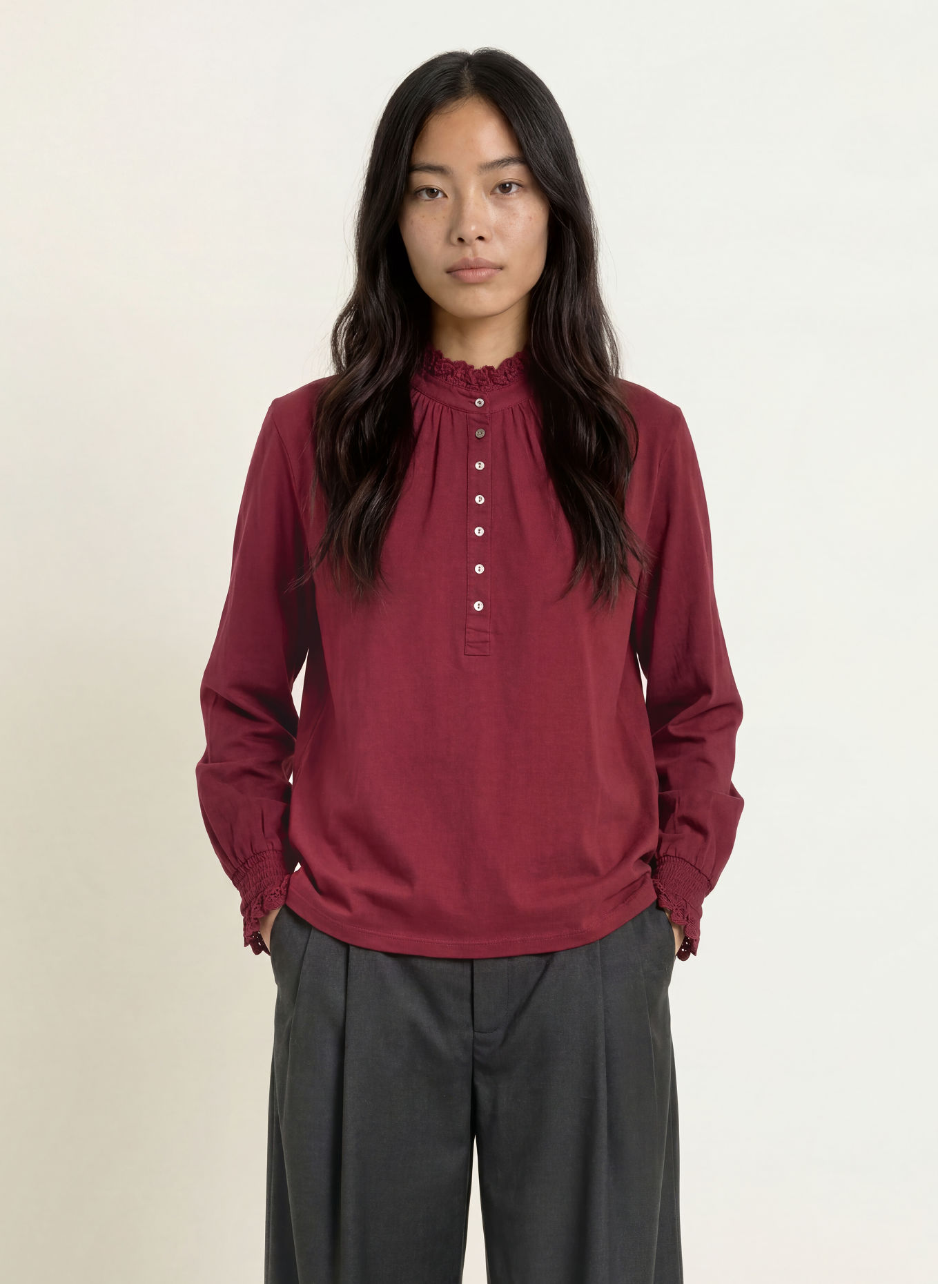 YERSE Blusenshirt: DUNKELROT