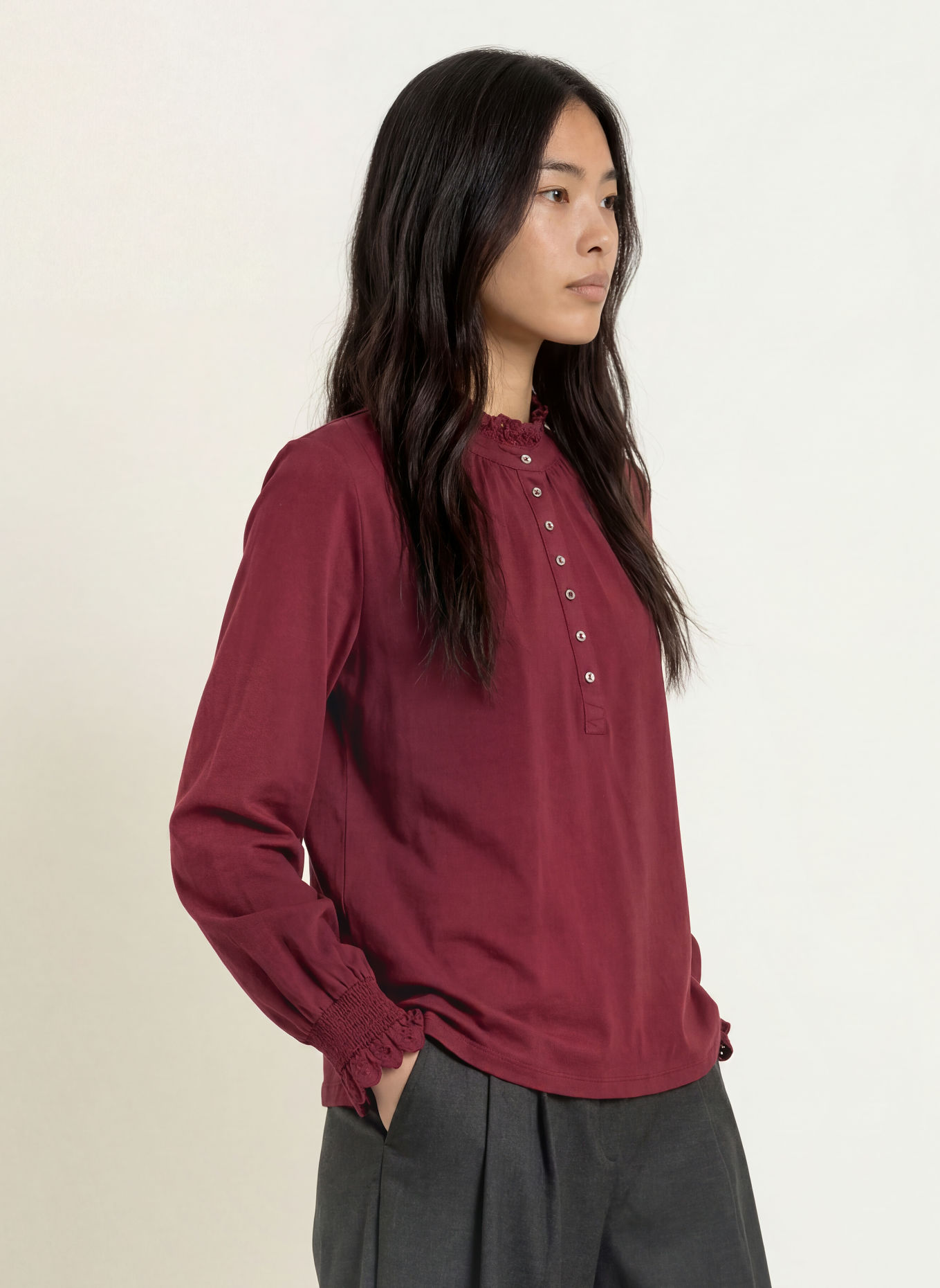 YERSE Blusenshirt: DUNKELROT