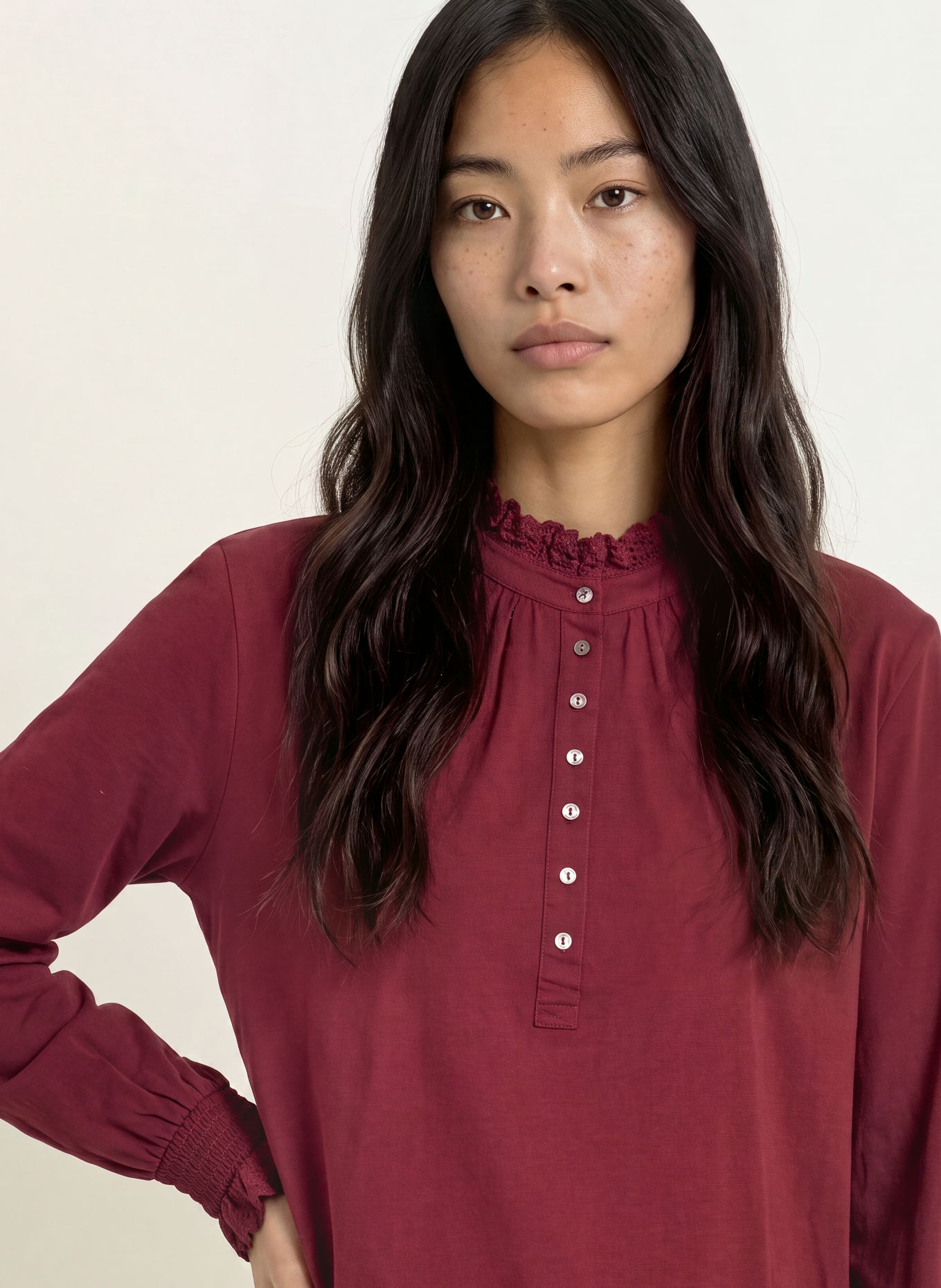 YERSE Blusenshirt: DUNKELROT