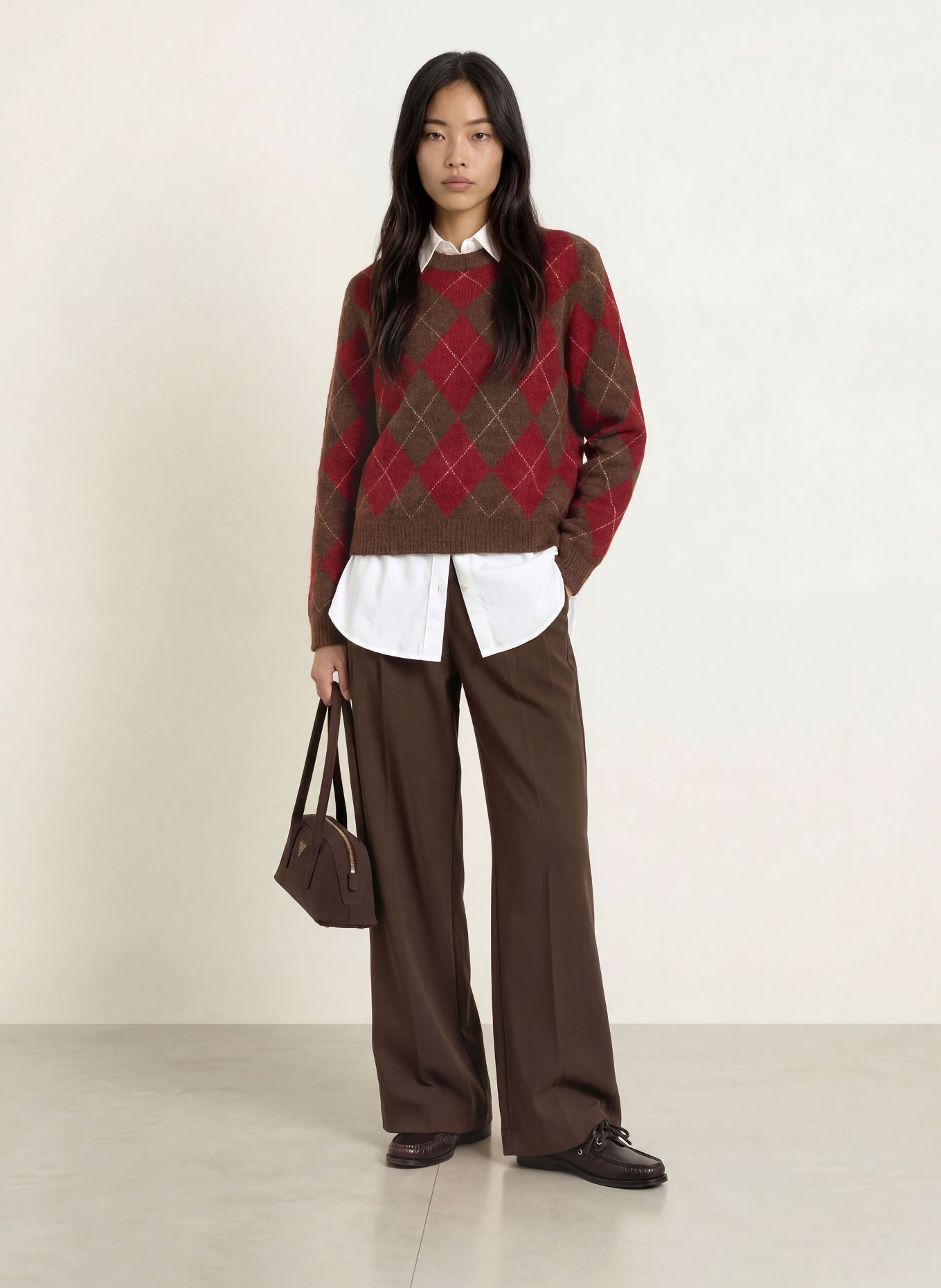 YERSE DIAMOND Sweater: DARK BROWN / DARK RED