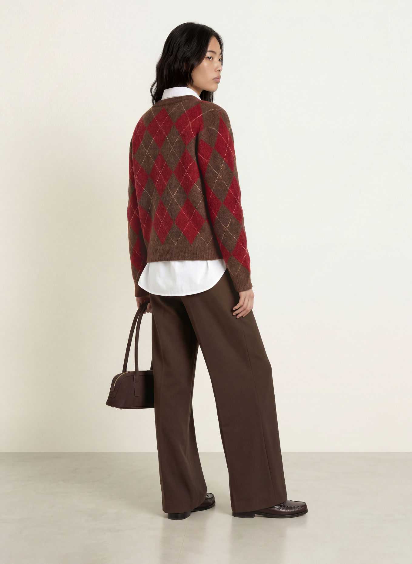 YERSE DIAMOND Sweater: DARK BROWN / DARK RED