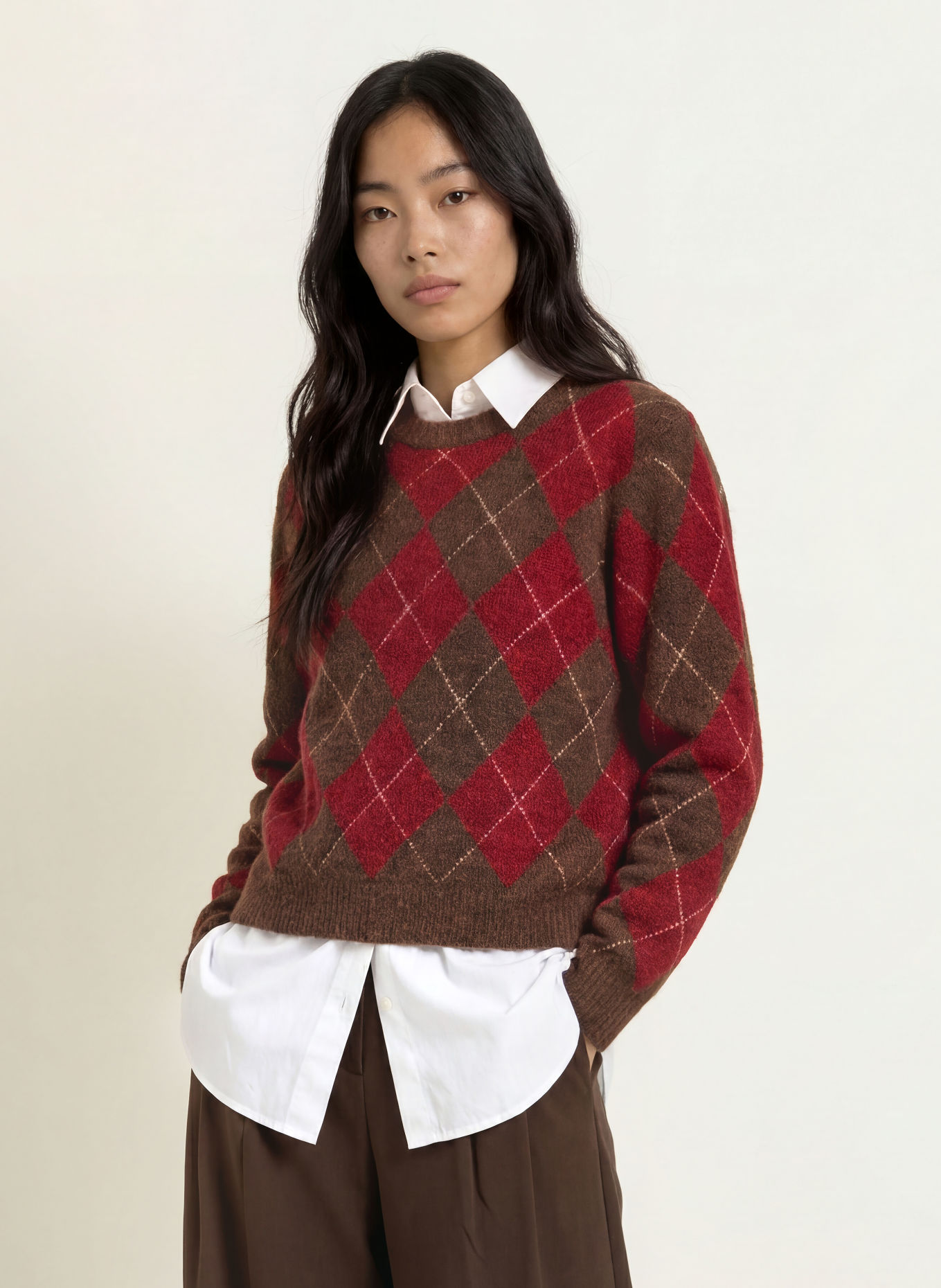 YERSE DIAMOND Sweater: DARK BROWN / DARK RED