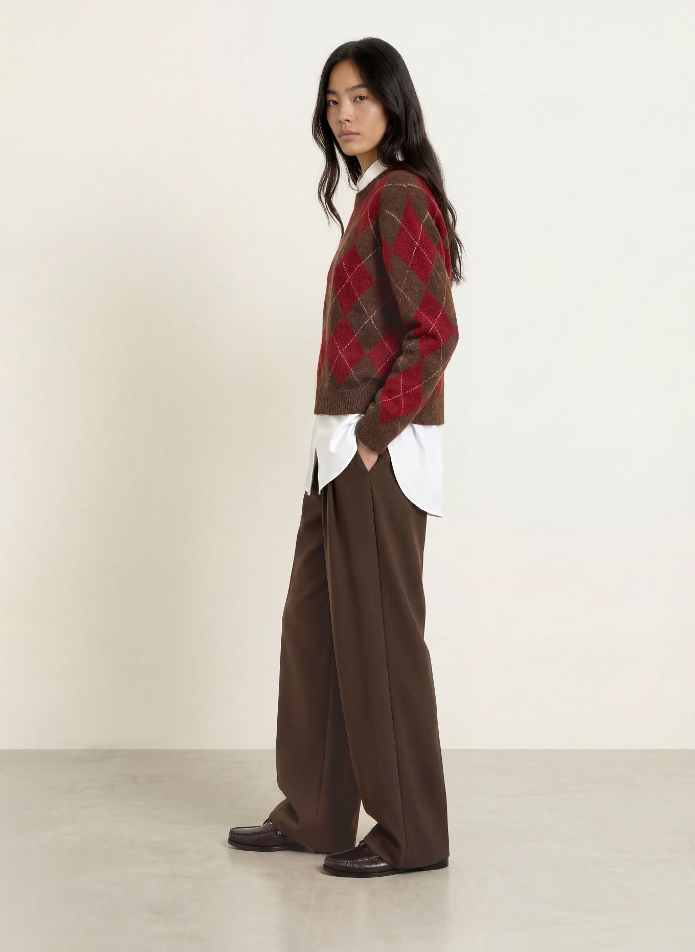 YERSE DIAMOND Sweater: DARK BROWN / DARK RED