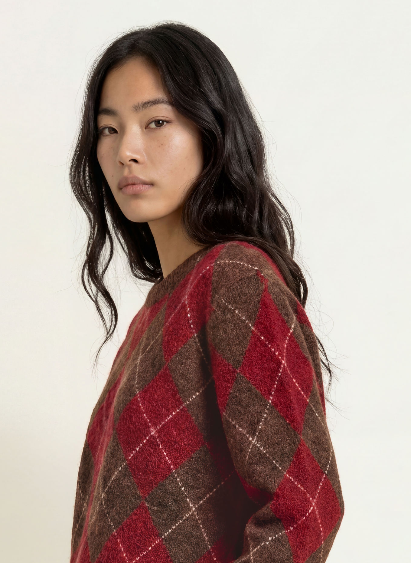 YERSE DIAMOND Sweater: DARK BROWN / DARK RED