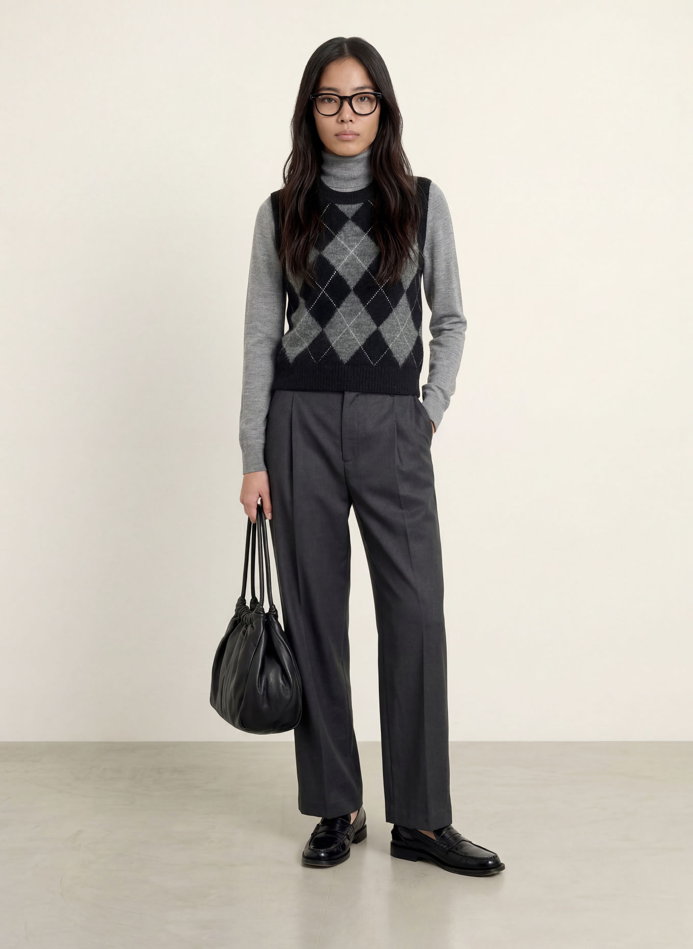 YERSE Pull sans manches DIAMOND: NOIR / GRIS