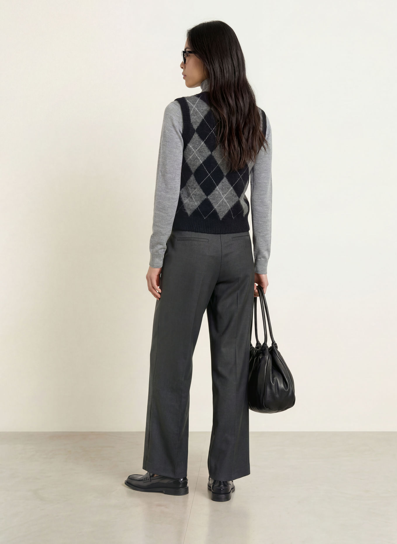 YERSE Pull sans manches DIAMOND: NOIR / GRIS