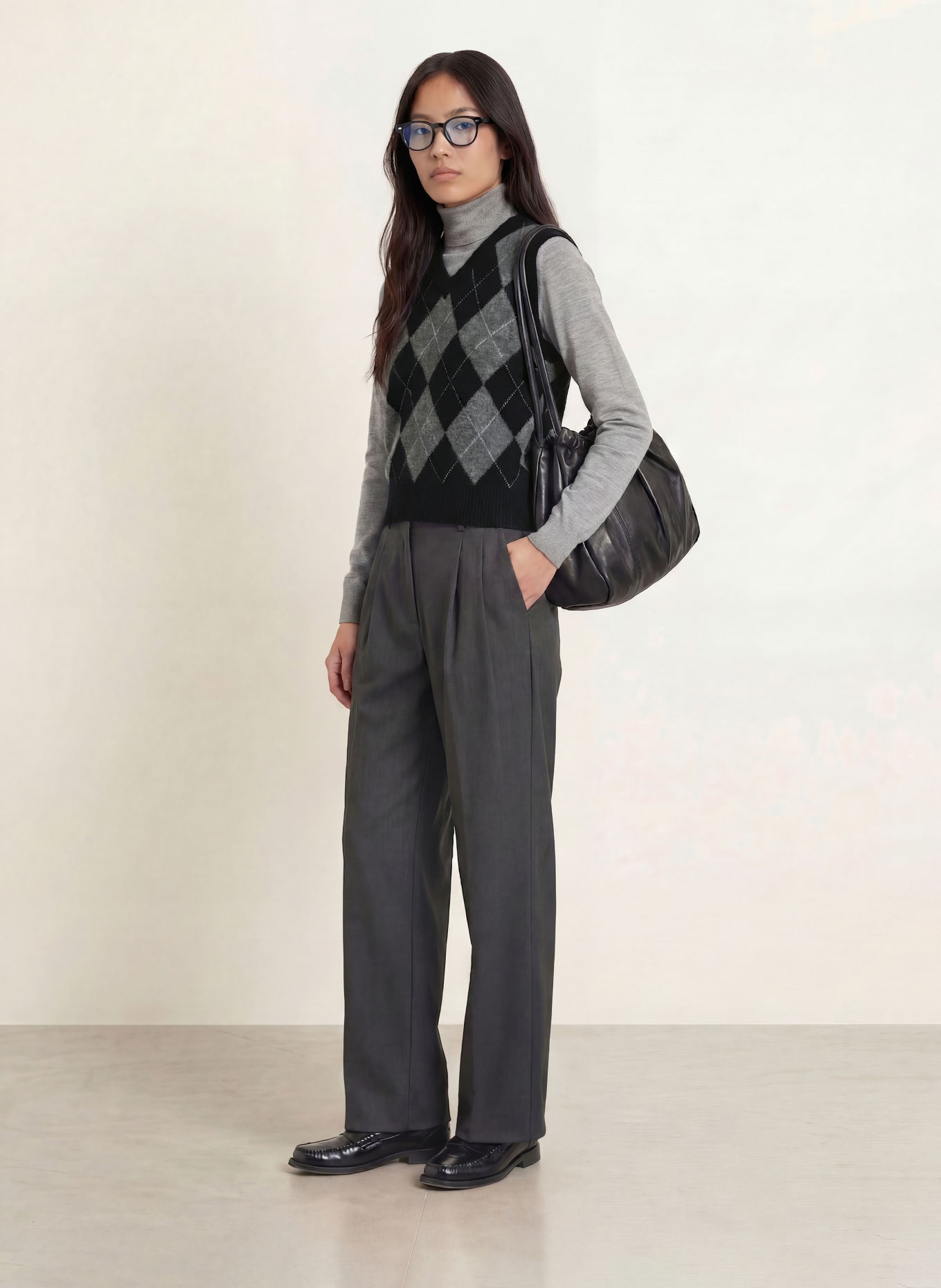 YERSE Pull sans manches DIAMOND: NOIR / GRIS