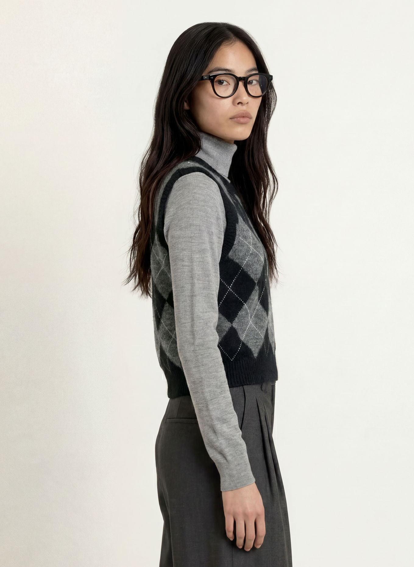 YERSE Pull sans manches DIAMOND: NOIR / GRIS