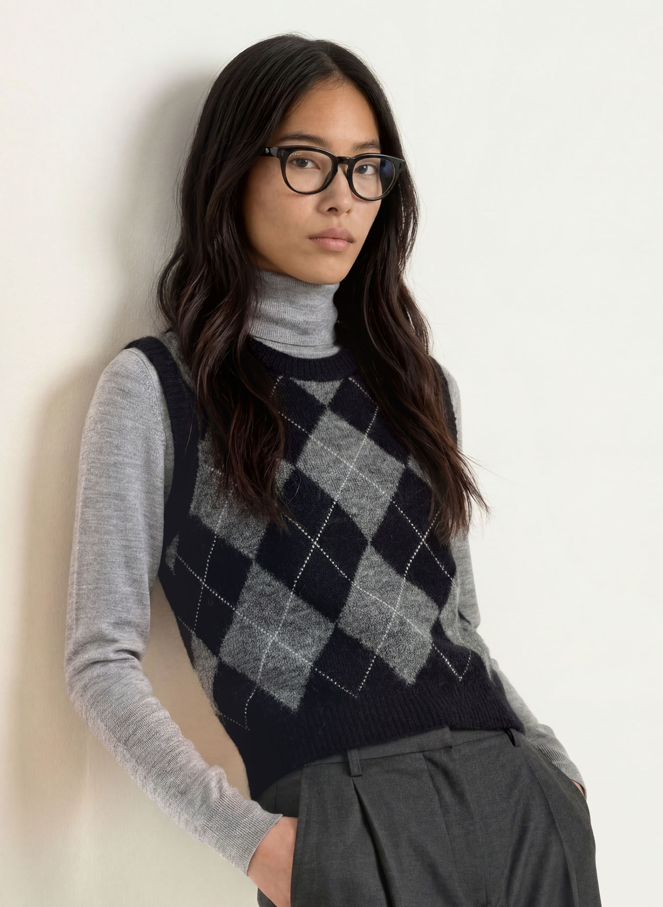 YERSE Pull sans manches DIAMOND: NOIR / GRIS