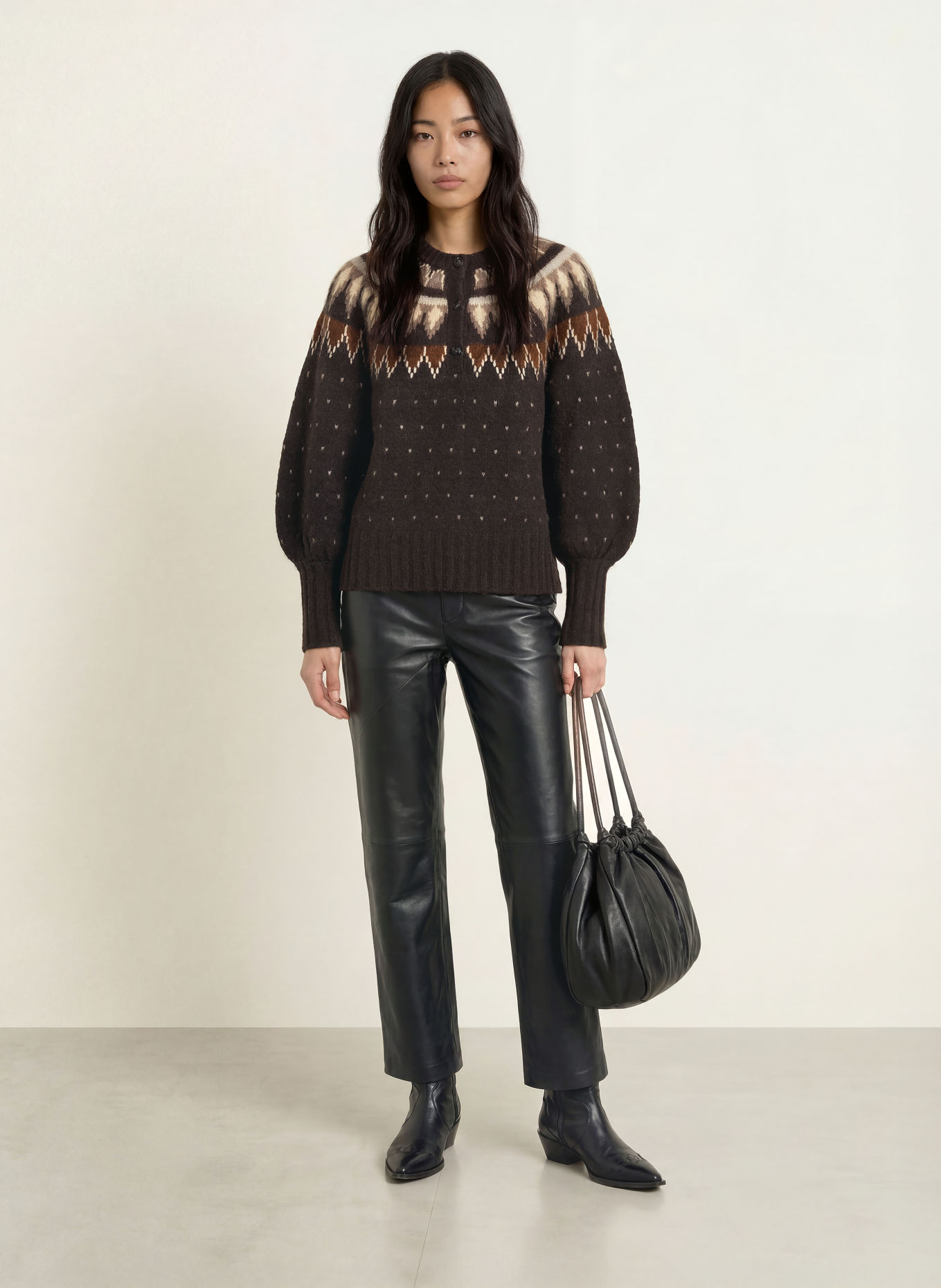 YERSE Trui GREAT: MARRON FONCÉ / CAMEL / BEIGE