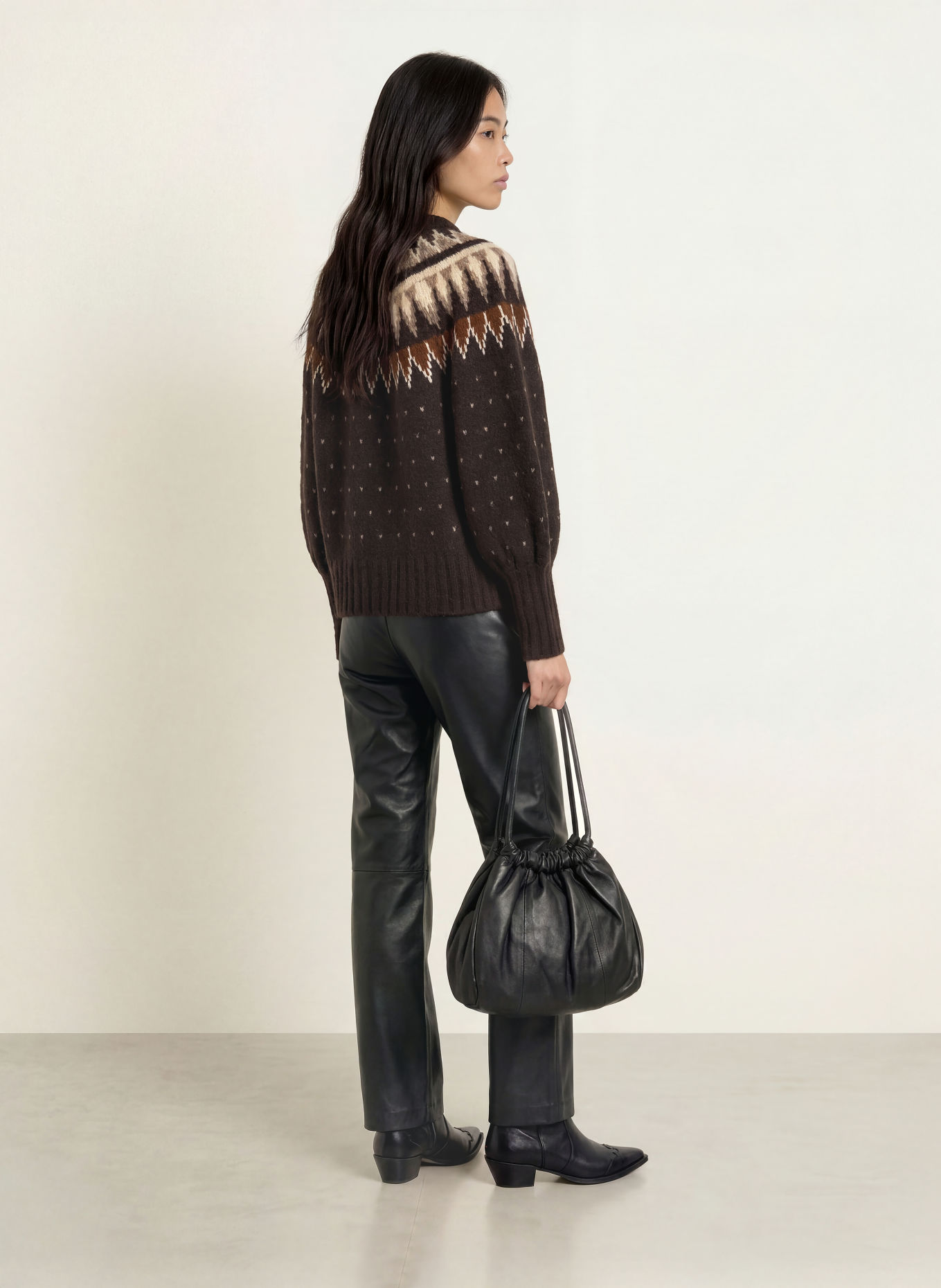 YERSE Trui GREAT: MARRON FONCÉ / CAMEL / BEIGE
