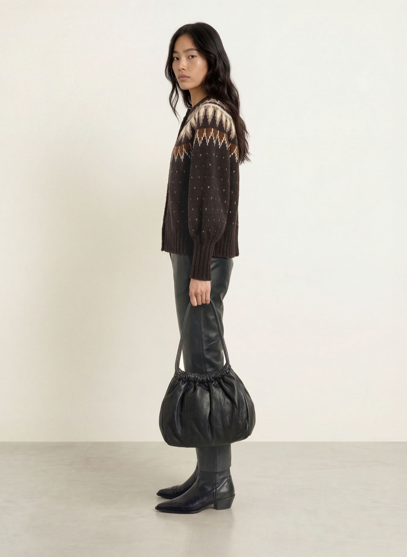 YERSE Trui GREAT: MARRON FONCÉ / CAMEL / BEIGE