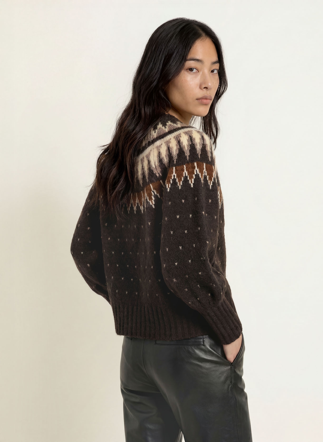 YERSE Trui GREAT: MARRON FONCÉ / CAMEL / BEIGE