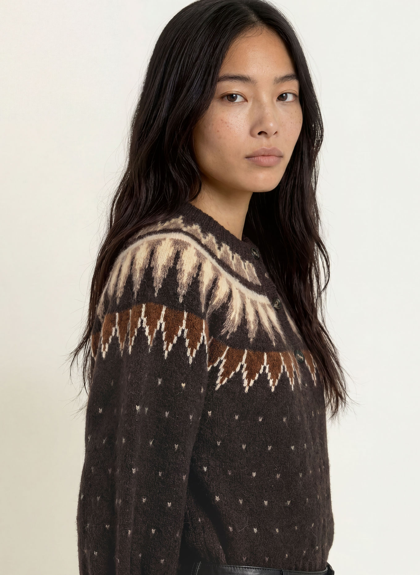 YERSE Trui GREAT: MARRON FONCÉ / CAMEL / BEIGE