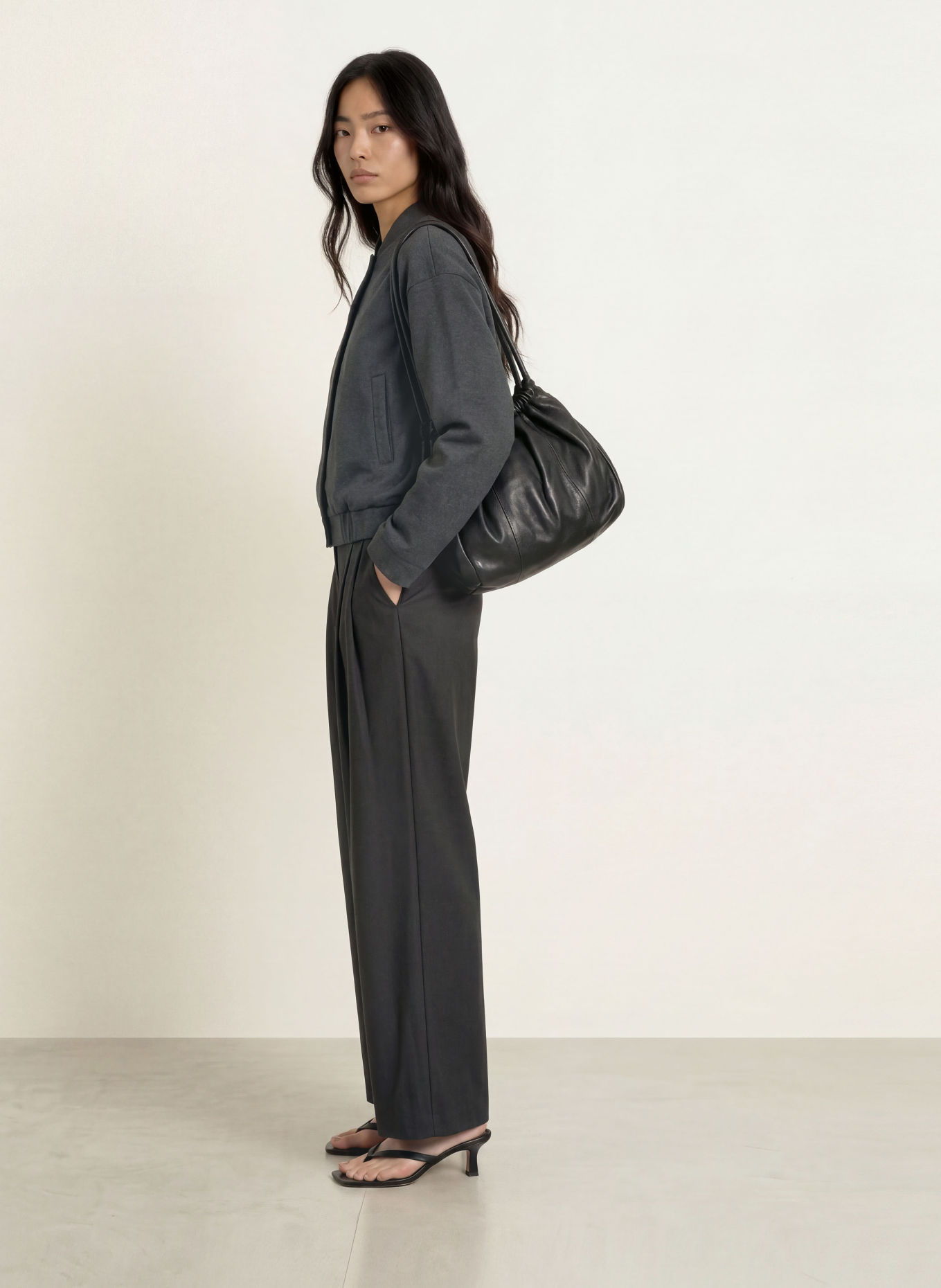 YERSE BARRY Wide-leg trousers: DARK GRAY