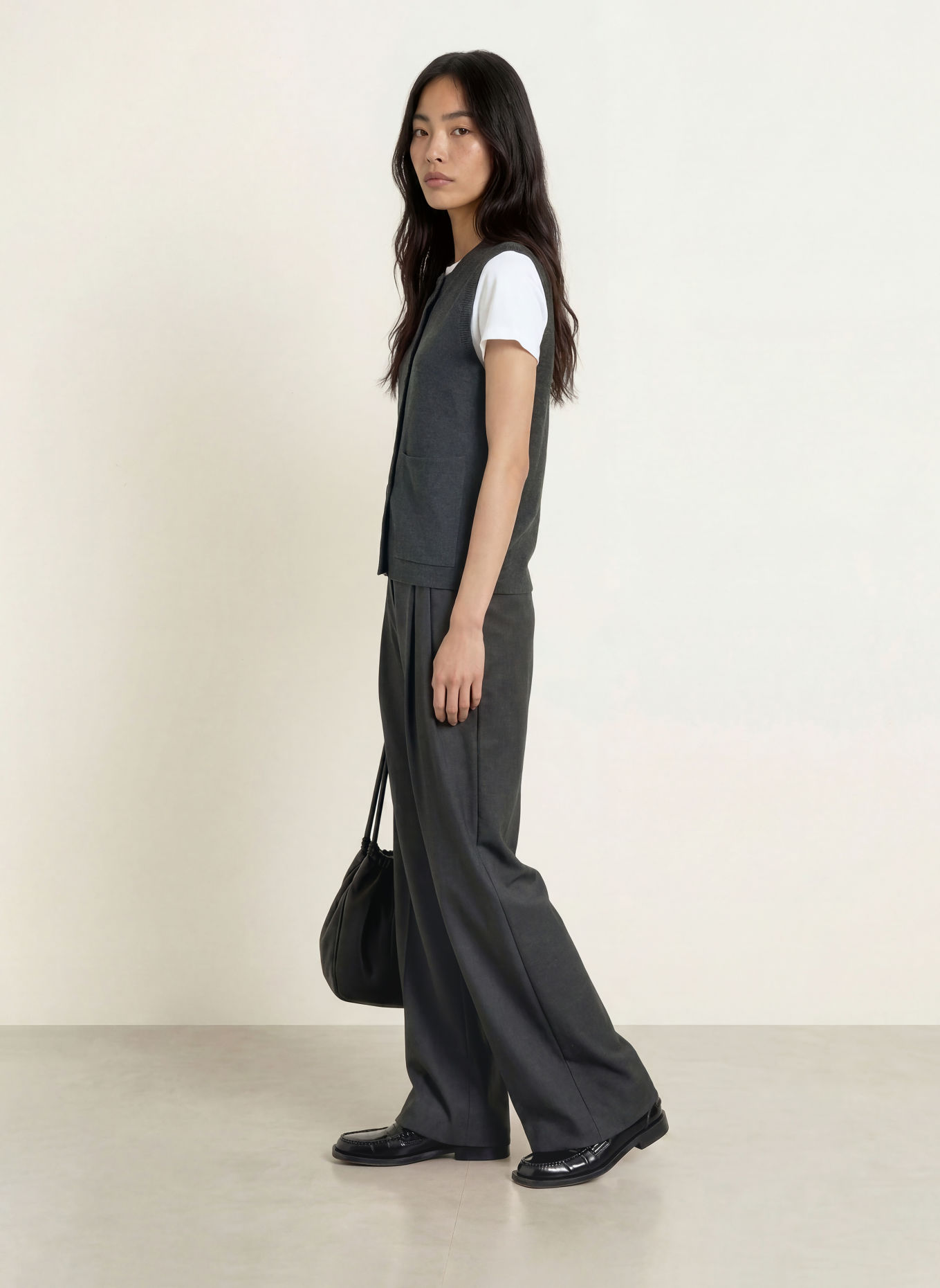 YERSE ROSI Knit Vest: DARK GRAY