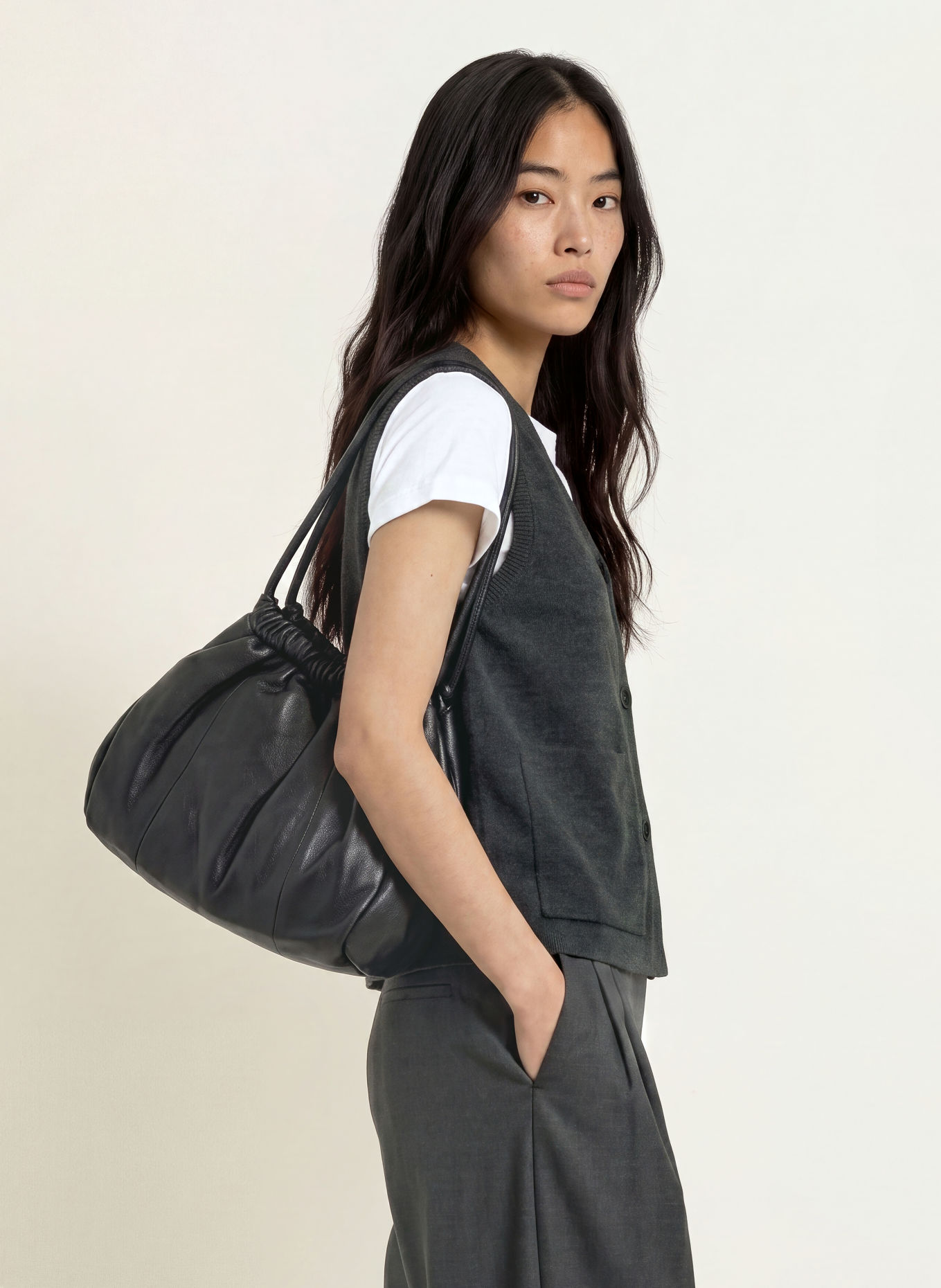 YERSE ROSI Knit Vest: DARK GRAY