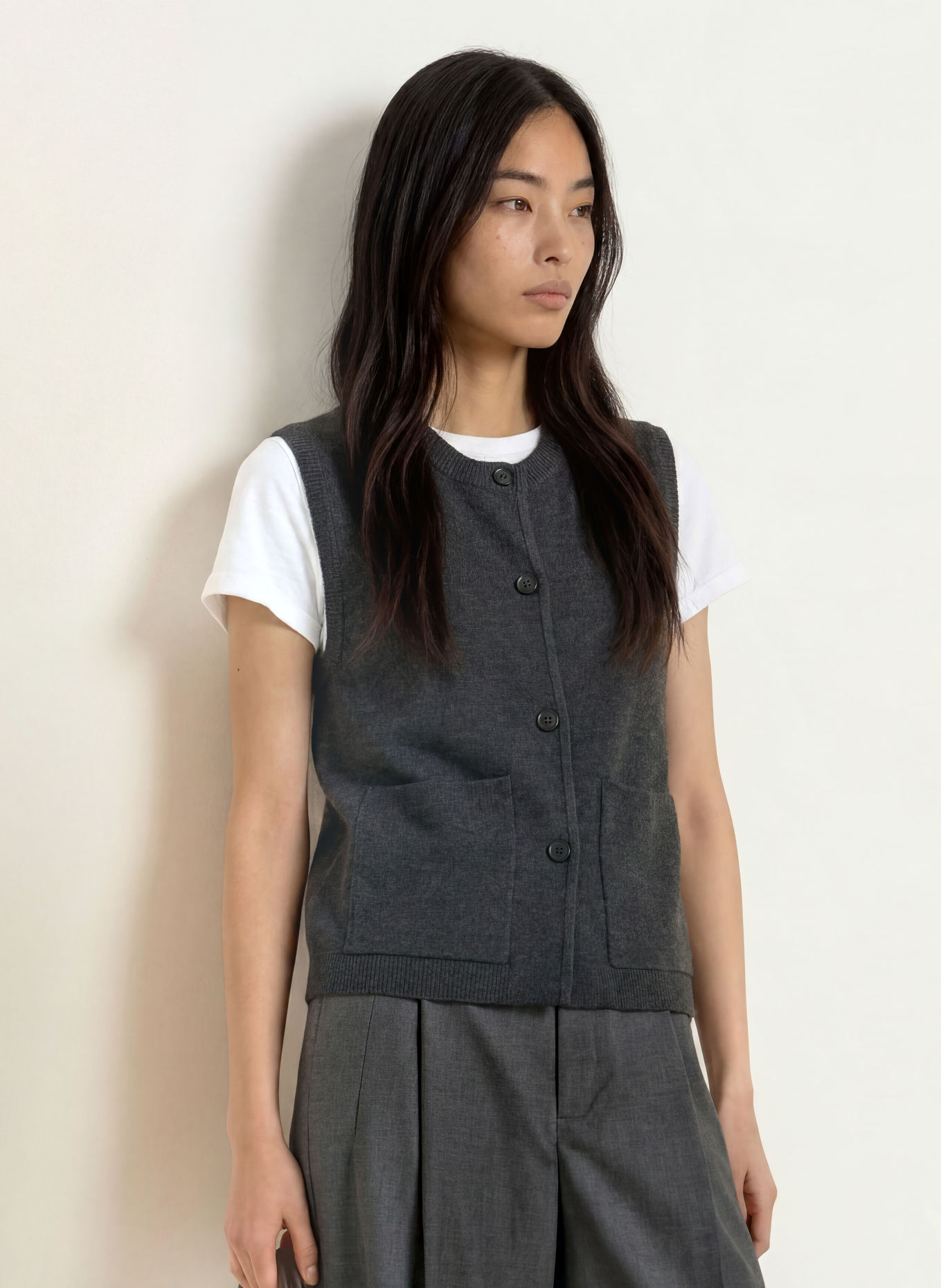 YERSE ROSI Knit Vest: DARK GRAY