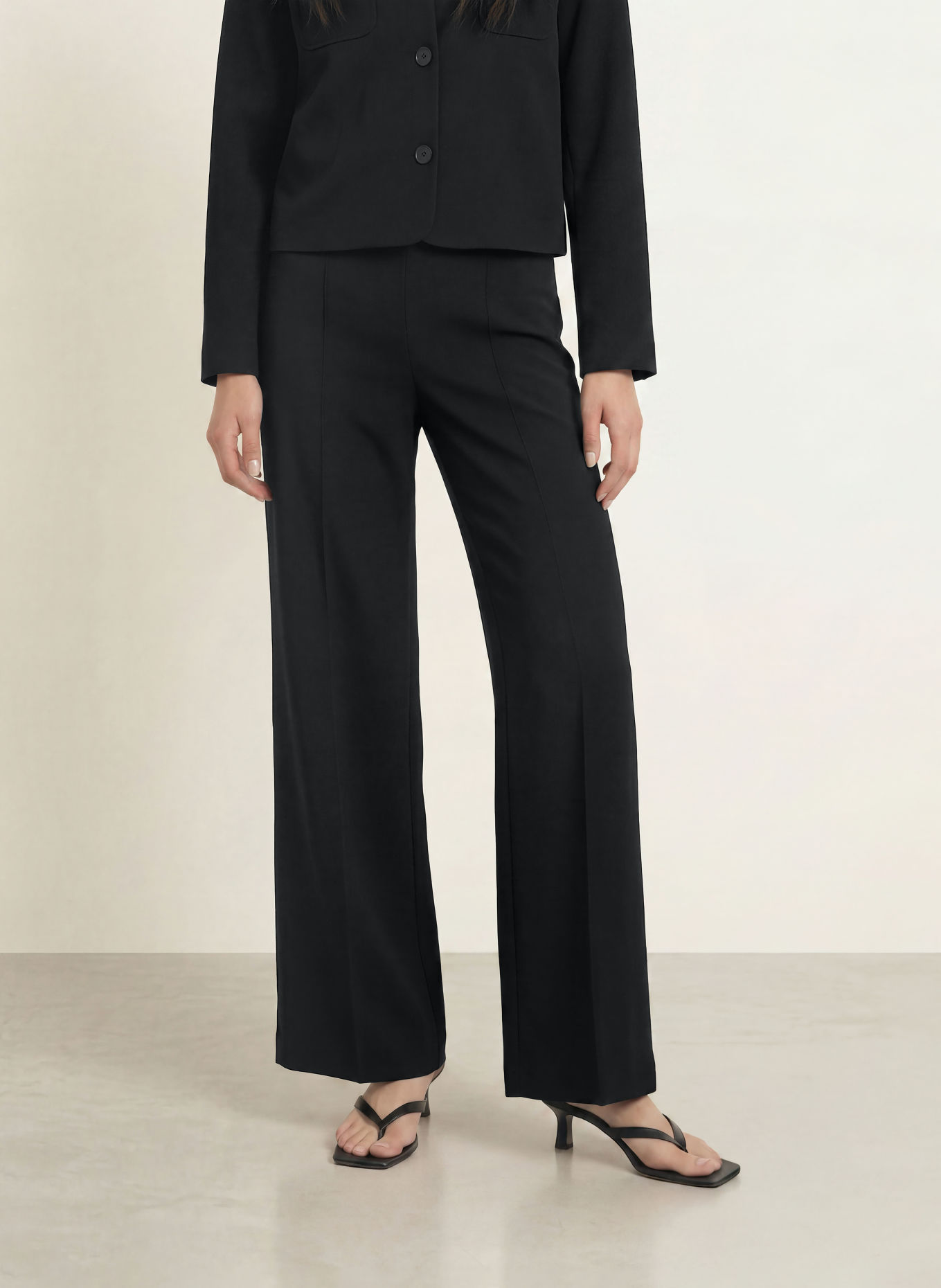 YERSE SIMONE Wide-leg trousers: BLACK