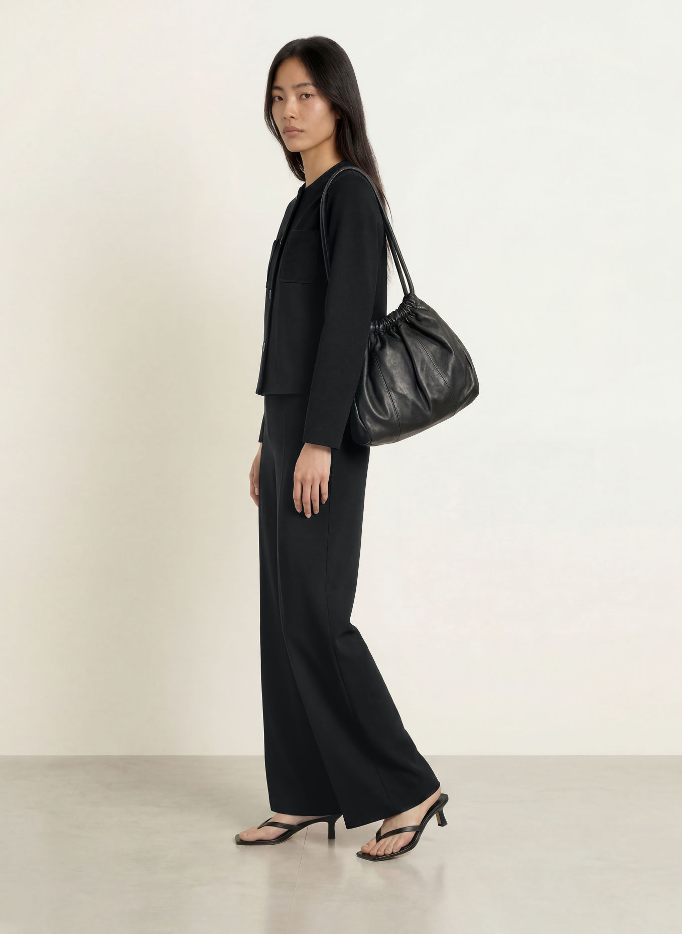 YERSE SIMONE Wide-leg trousers: BLACK
