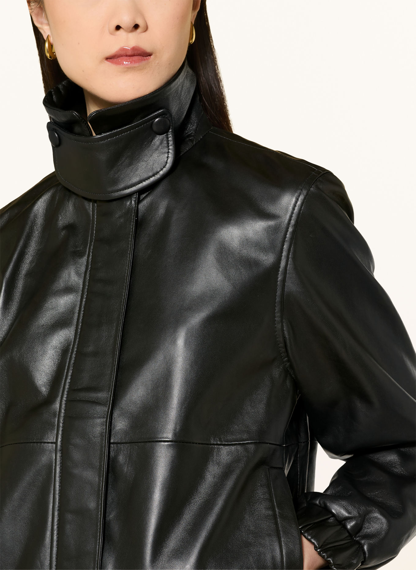 YERSE BAMBIA Leather Jacket: DARK BROWN