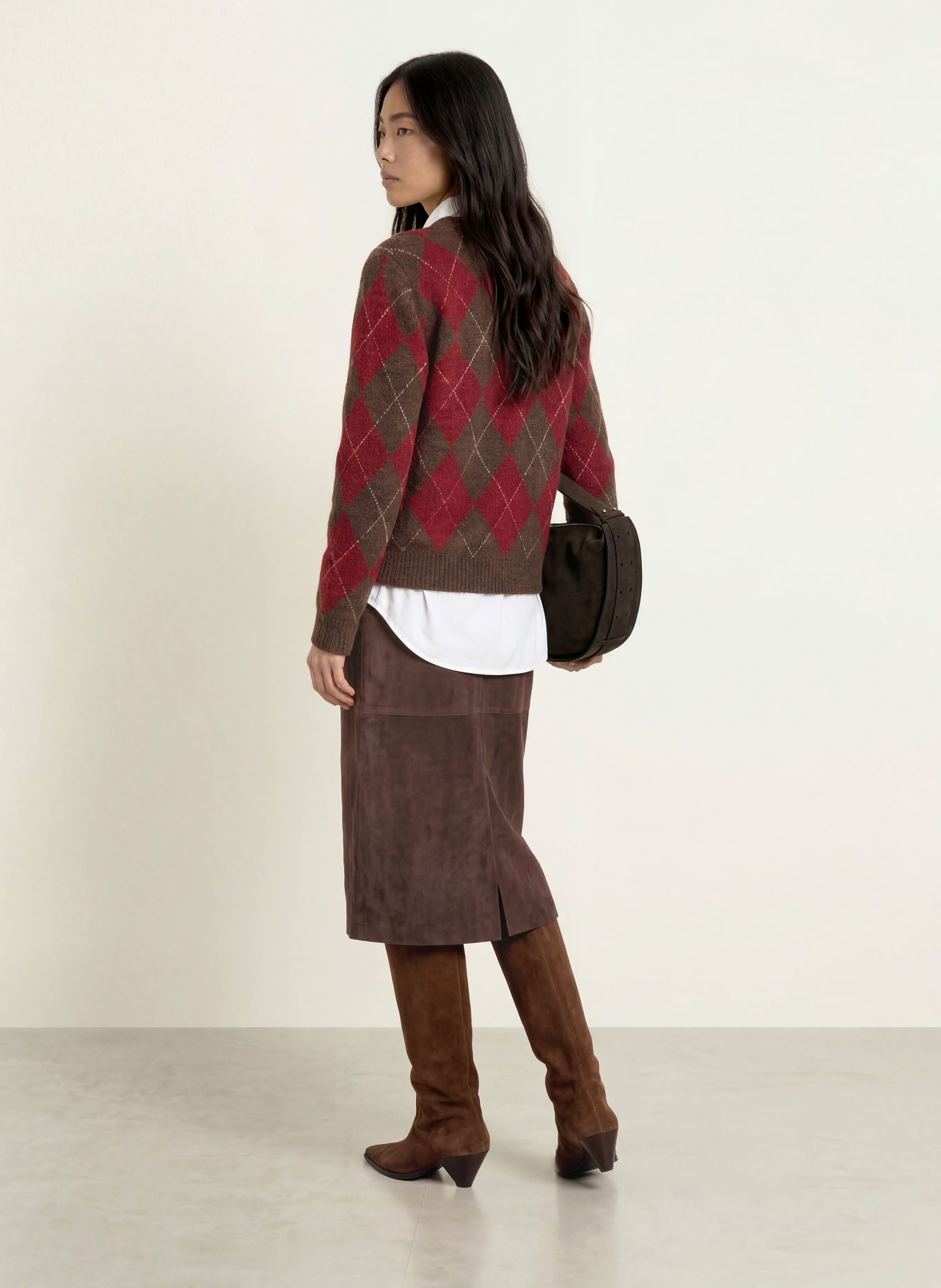 YERSE Lederrock SUEDE: DUNKELBRAUN
