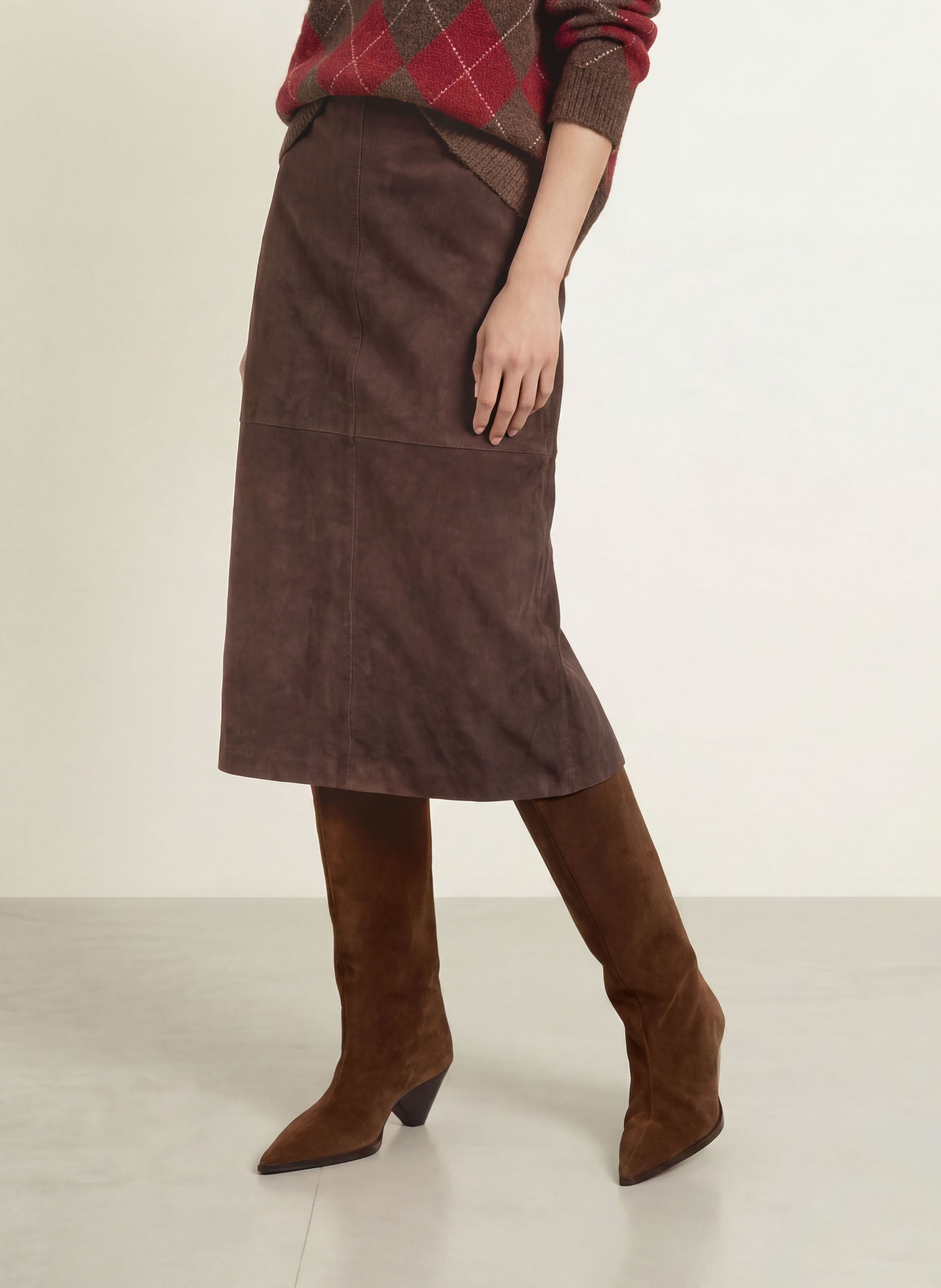 YERSE Lederrock SUEDE: DUNKELBRAUN